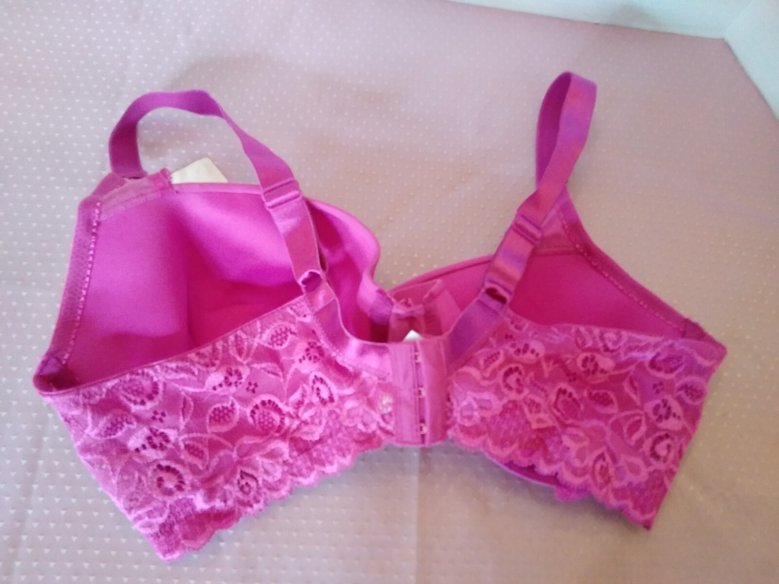 Bra NWT Vintage JC Penney Delicates SZ 42C Raspberry Pink Lace Detail 1 1935