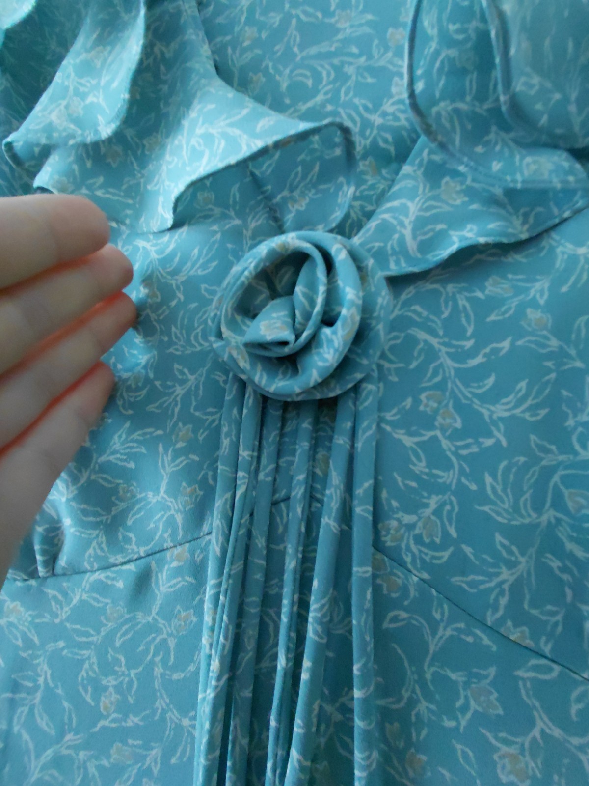 VINTAGE Teal Floral Midi Sheath Dress Cynthia Howie For Maggie Boutique sz 10
