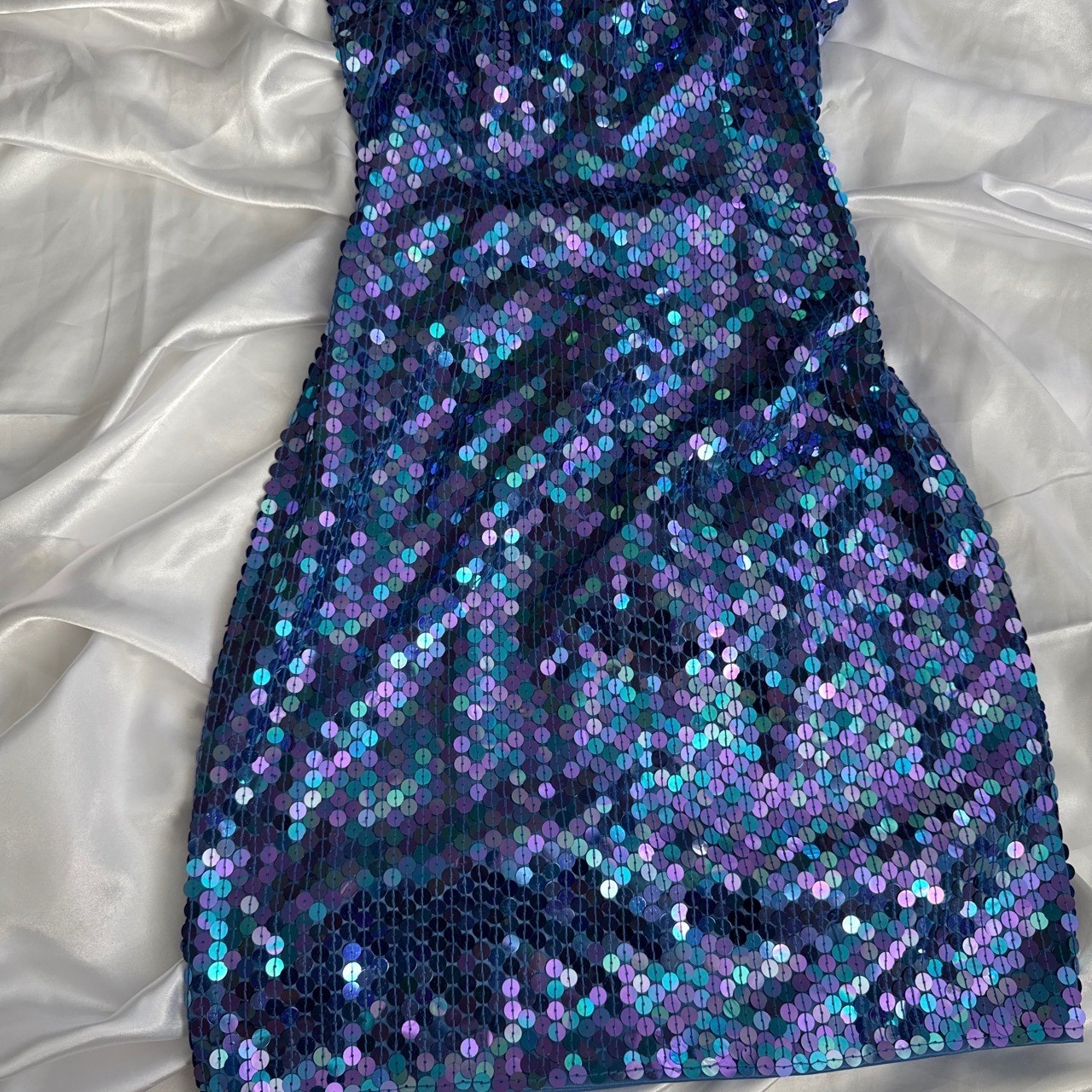 Nite Line by Della Roufogali Vintage Sequin Keyhole Mini Dress Blue Purple