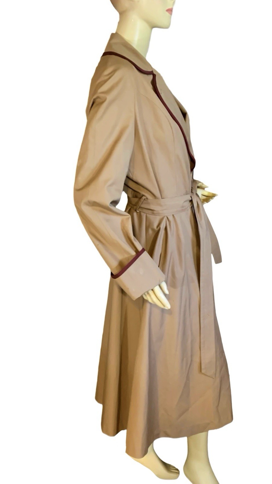 ETIENNE AIGNER VINTAGE 1970’S BROWN & BURGUNDY TRENCH COAT SZ 10