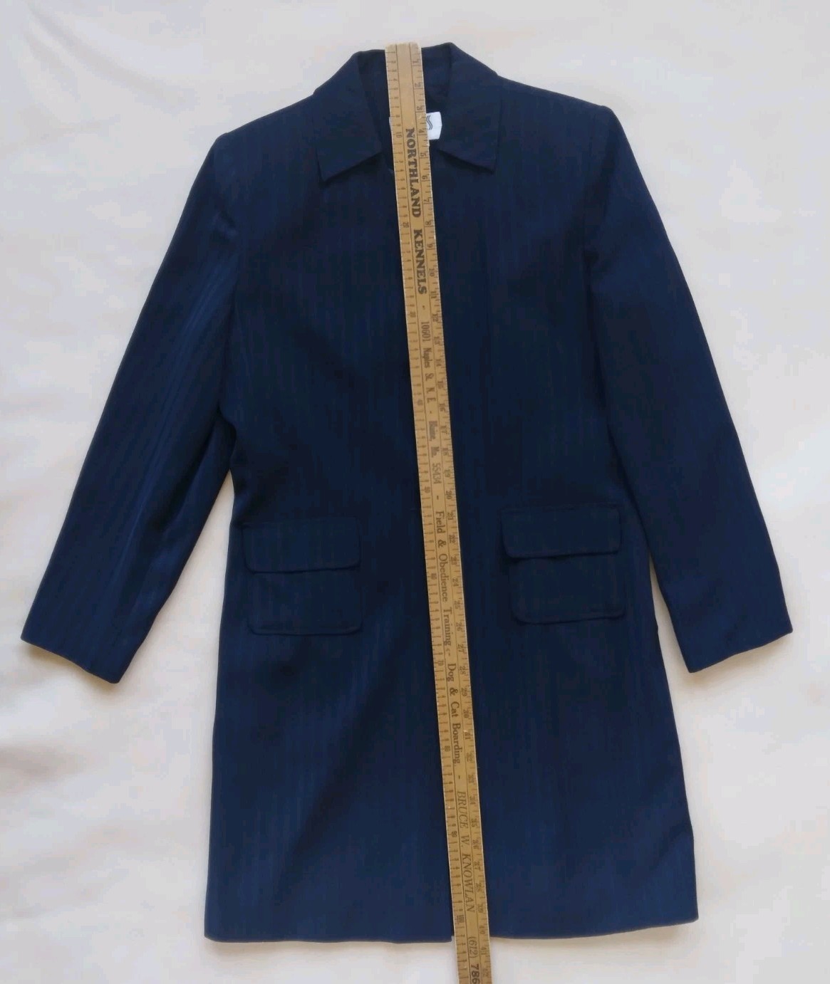 Bill Blass Womens Blazer Sz 14 Sport Jacket Dress Coat Navy w/ Pinstripes