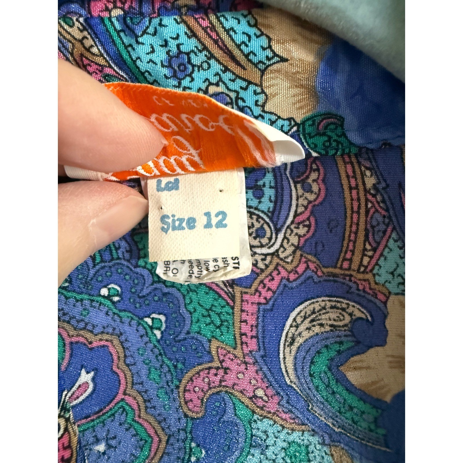 Vintage Lady Carol of New York Blue Paisley Floral Shift Dress Size 12 Retro