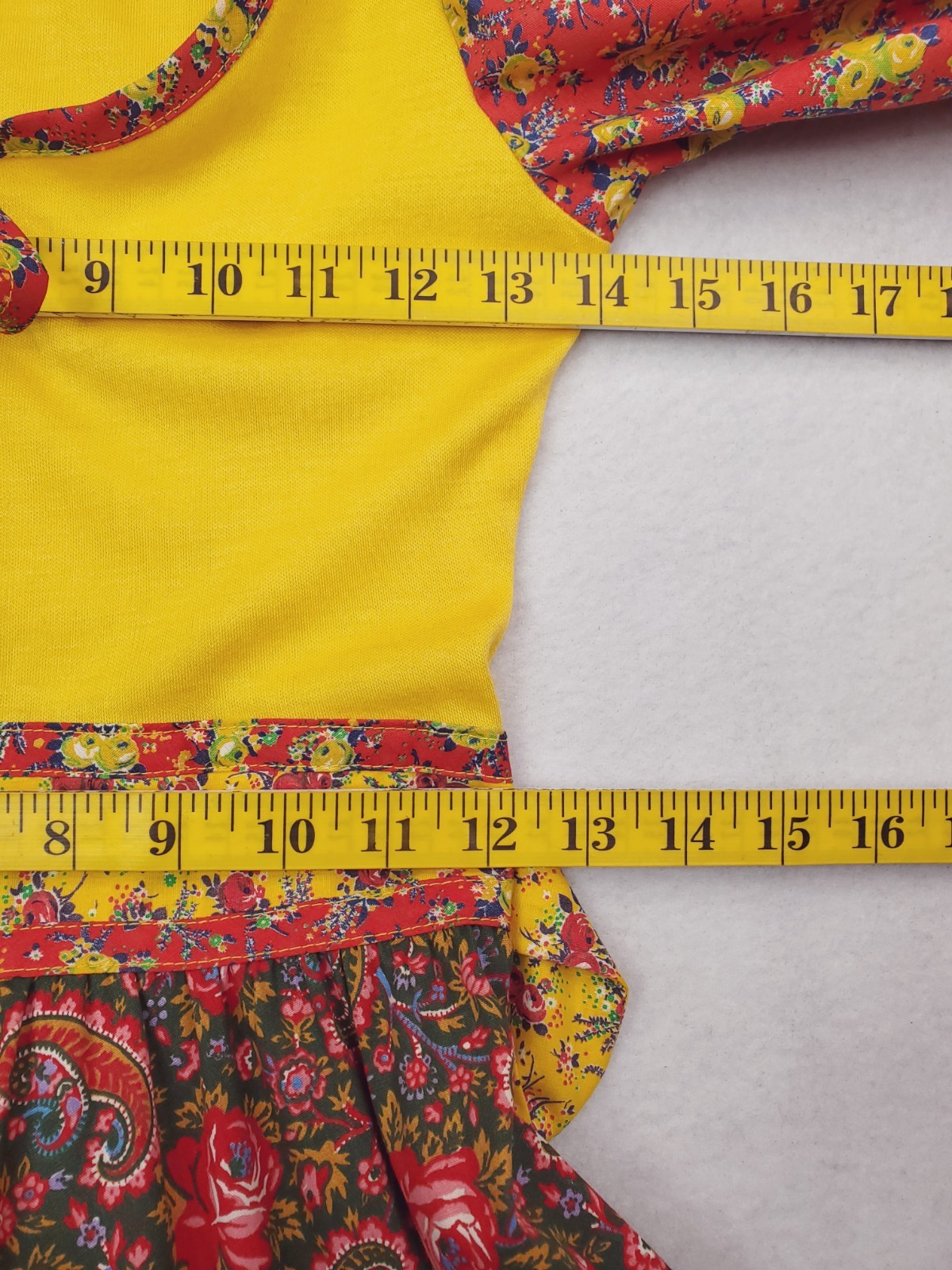 Vintage Jody T Prairie Dress Womens 9 Red Yellow Floral Patchwork Calico 70s