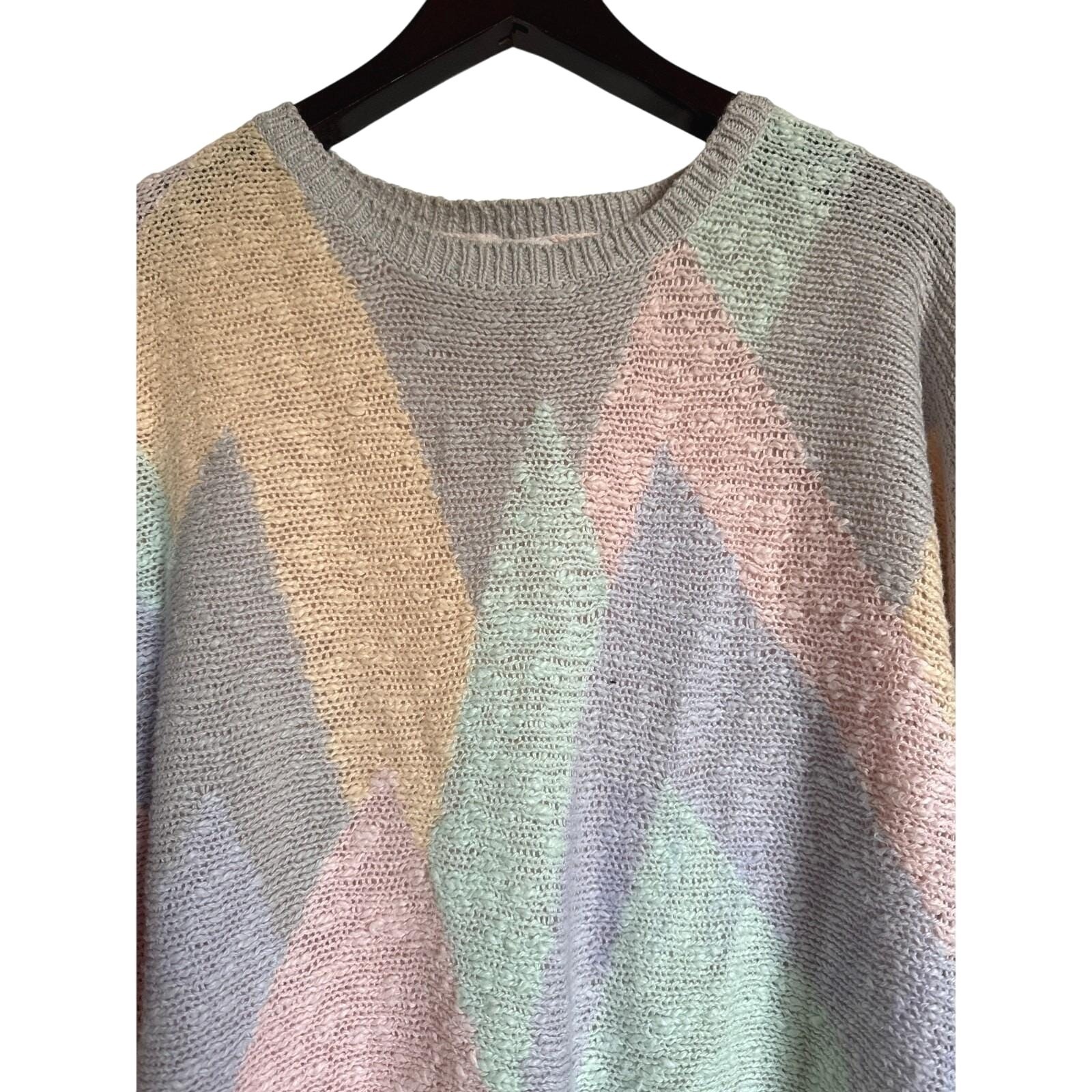 Vtg Renee Tener for Jeanne Pierre L Pastel Sweater Coquette Soft Girl Cozy Knit