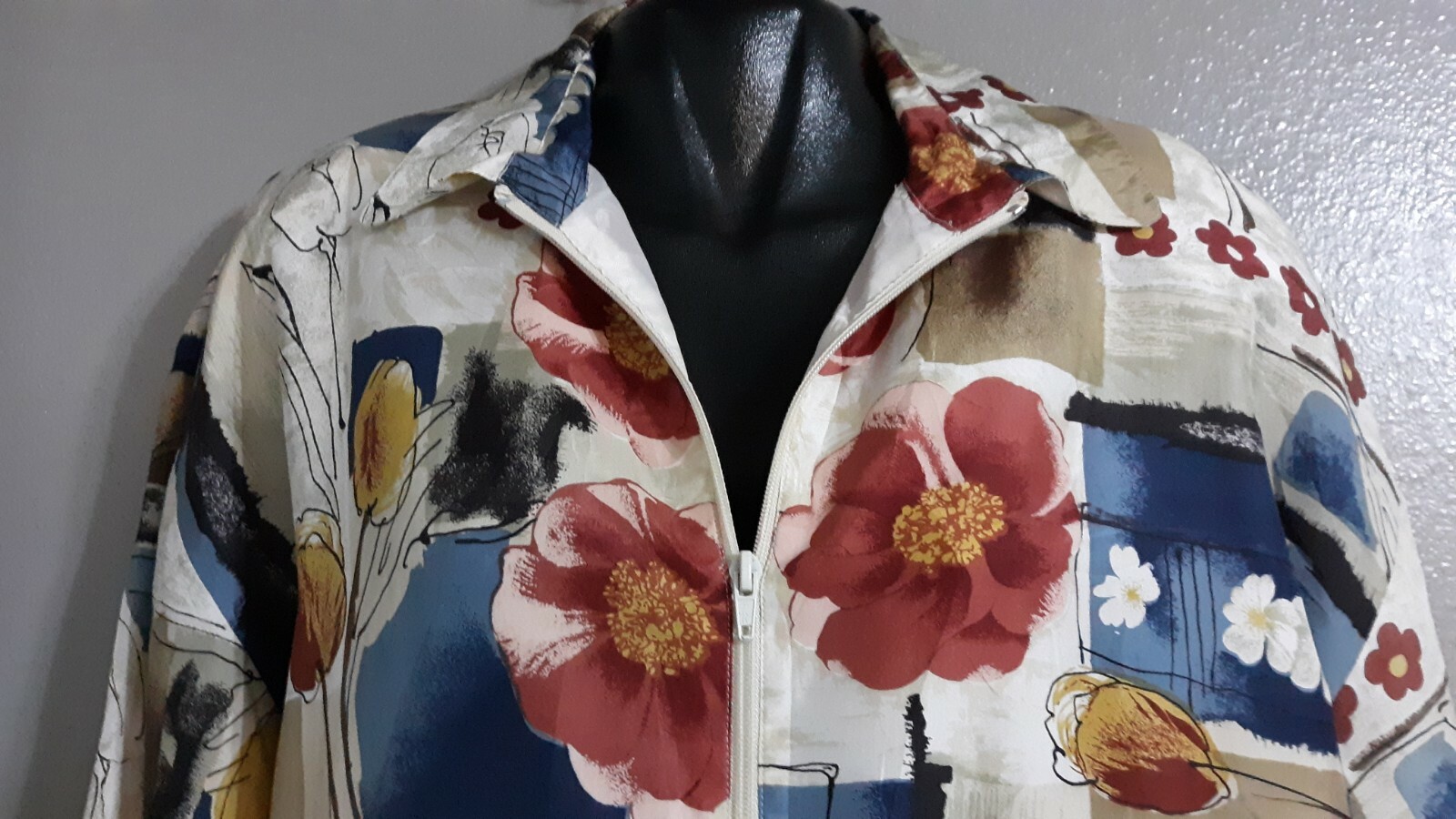 WOMAN’S TEAM EFFORT OLEG CASSINI VINTAGE LIGHT JACKET.FLORAL PRINT.SZ XL