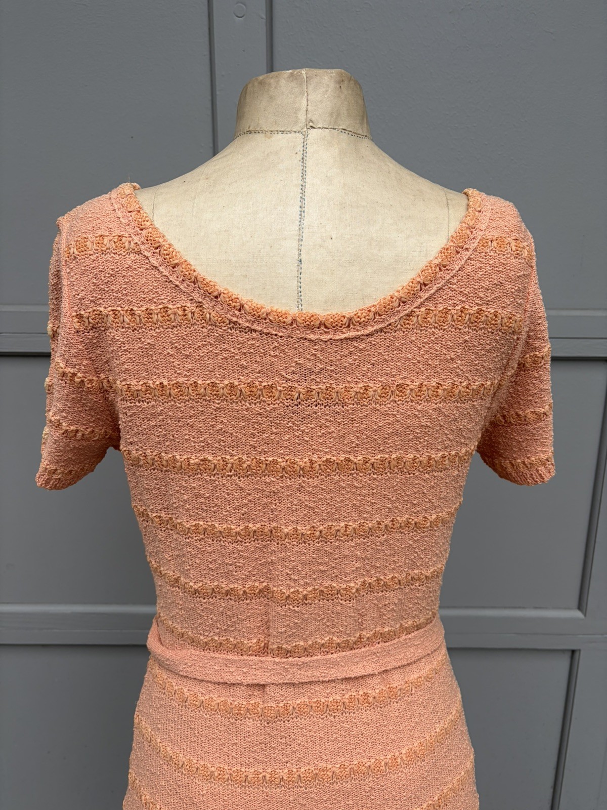 VINTAGE California Sportswear Snyderknit Dress – Womens Sz Medium Peach- 1940s