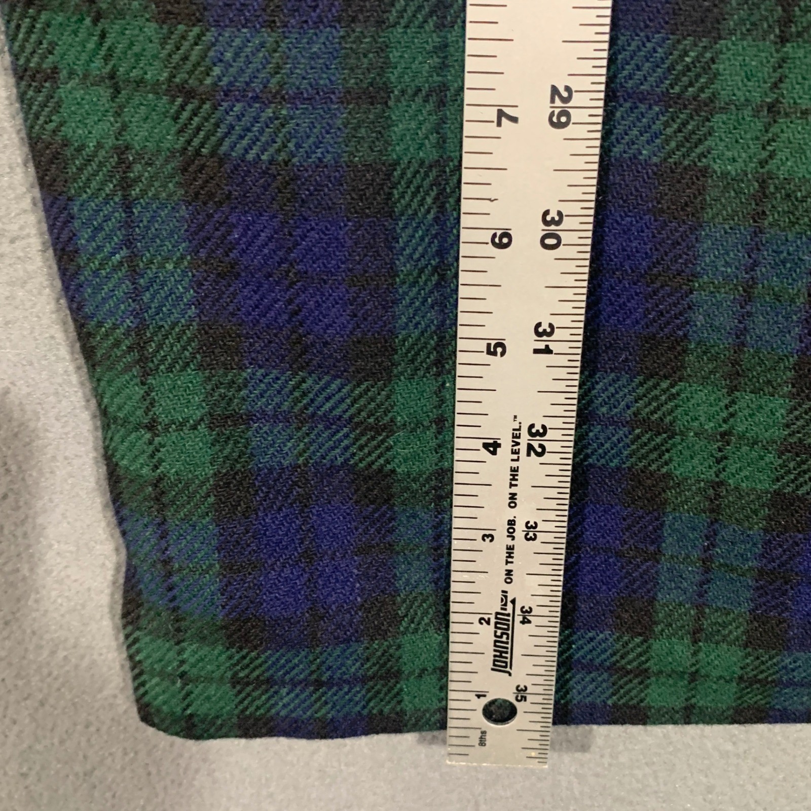 Joan Leslie Vintage Wool Blend Black Watch Plaid Pencil Maxi Skirt Green Blue 18