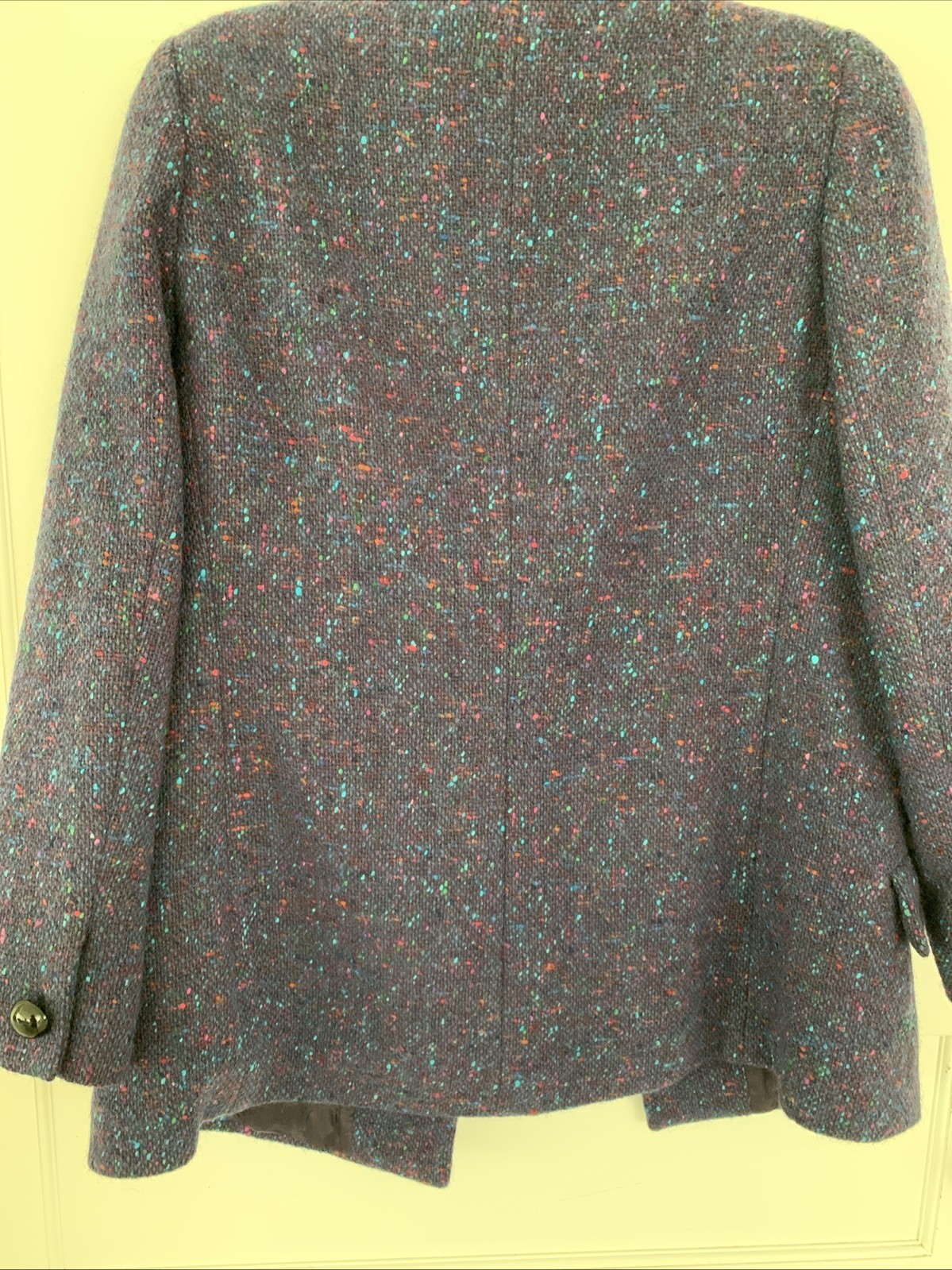 Mirrors Of Krizia XL 100% Wool Coat Made In Italy Purple W/Multicolor Flecks