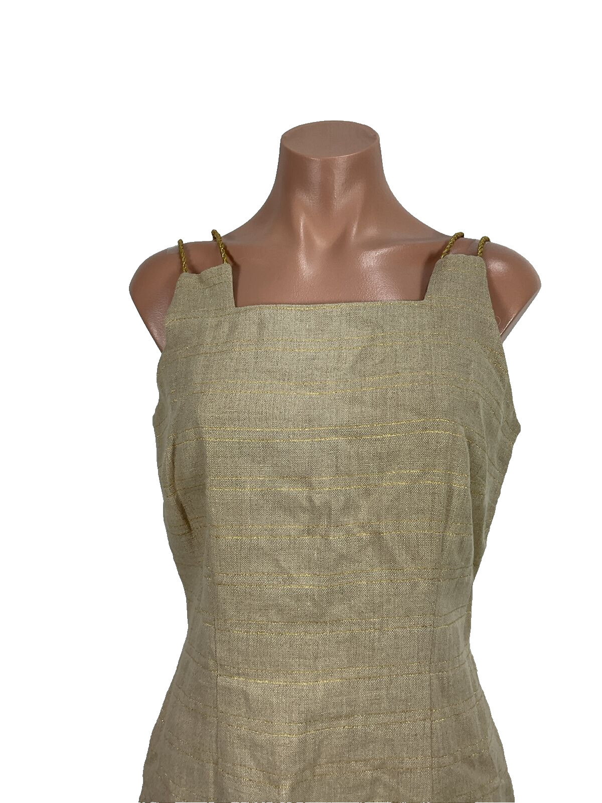 Vintage Althuser Sleeveless Sheath Dress Suit sz 8 Gold Beige Jacket