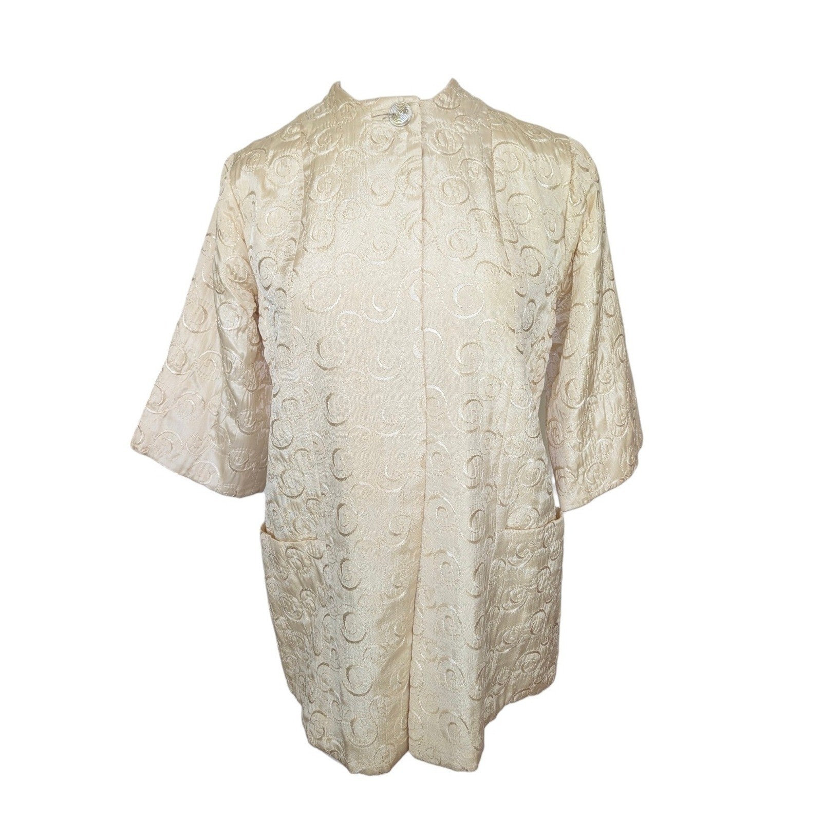 Vintage 1960s Champagne Brocade Cocktail Jacket Womens M