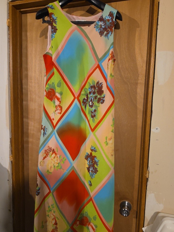 Vintage Dress-U, By Sharon sleeveless, floor length floral dress, NES8