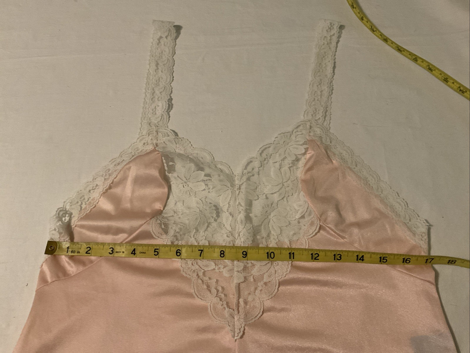 Vtg Lady Cameo Pink Silky Nylon & Lace Bust Cami Top Camisole Woman’s Large USA