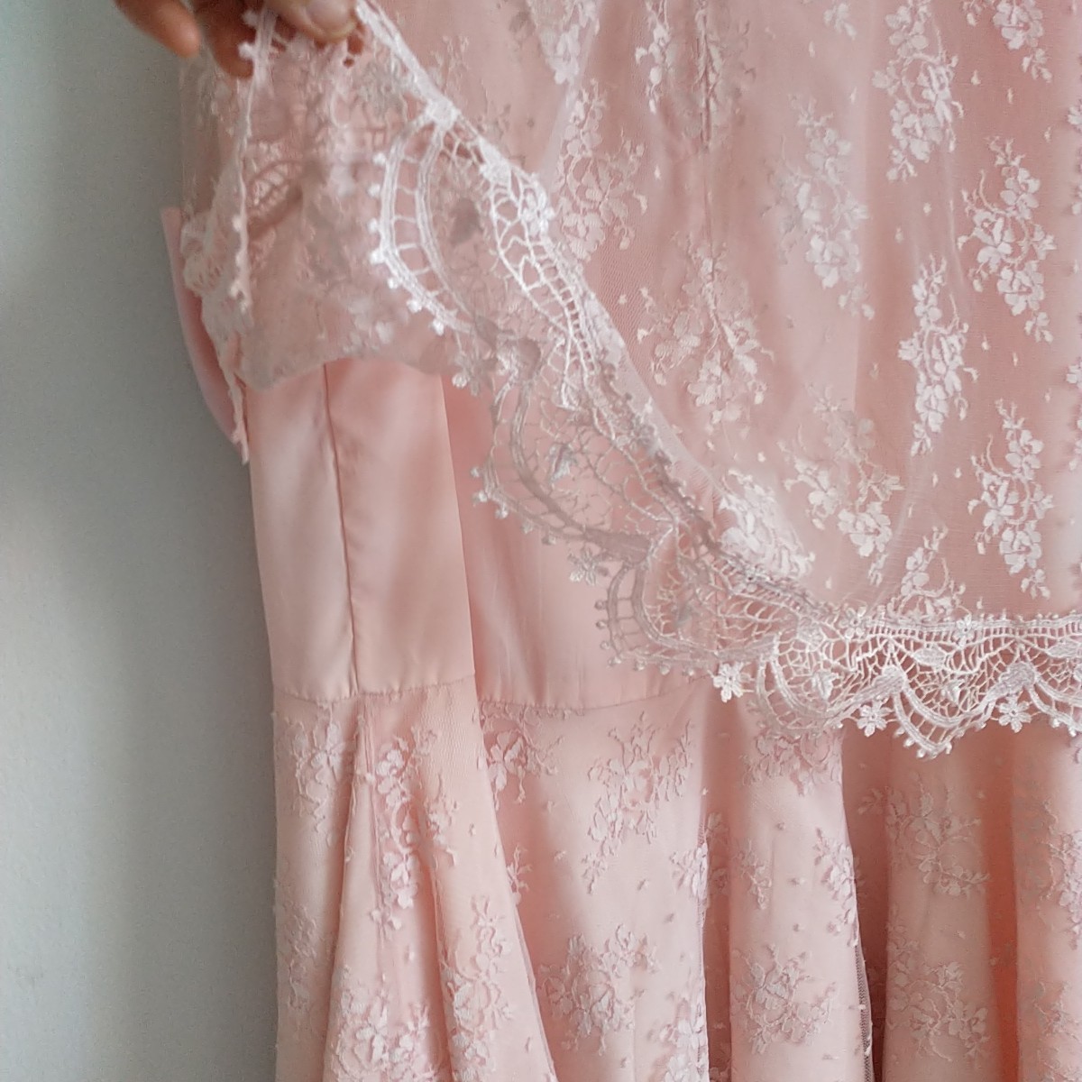 Vtg Barbara Chodos Michael Marcella Dress 12 Pink Floral Lace Bow Drop Waist