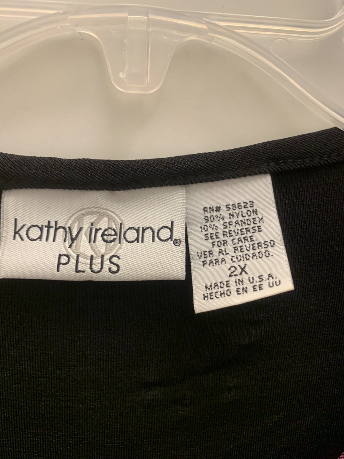 Vintage Kathy Ireland Plus Blouse Black Short Sleeve With Floral Design Size 2XL