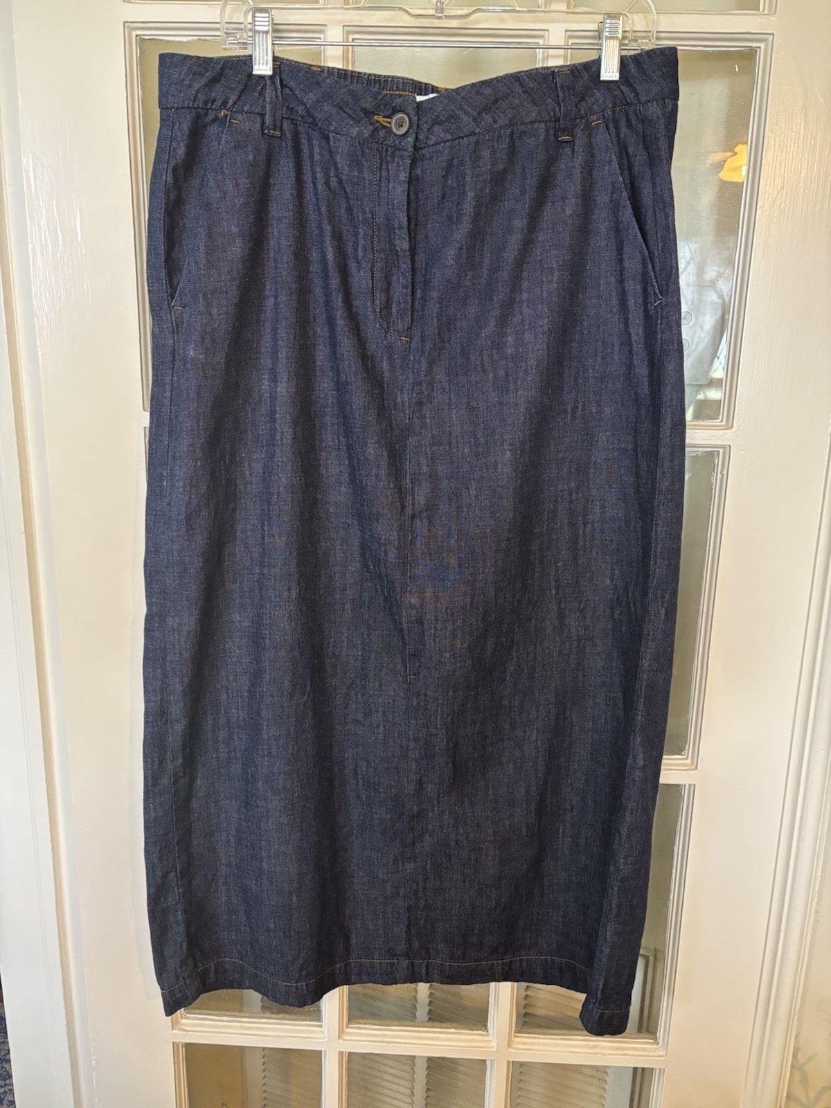 Vintage Crazy Horse Liz Claiborne Denim Maxi Jean Skirt Sz 12 Dark Wash A-Line