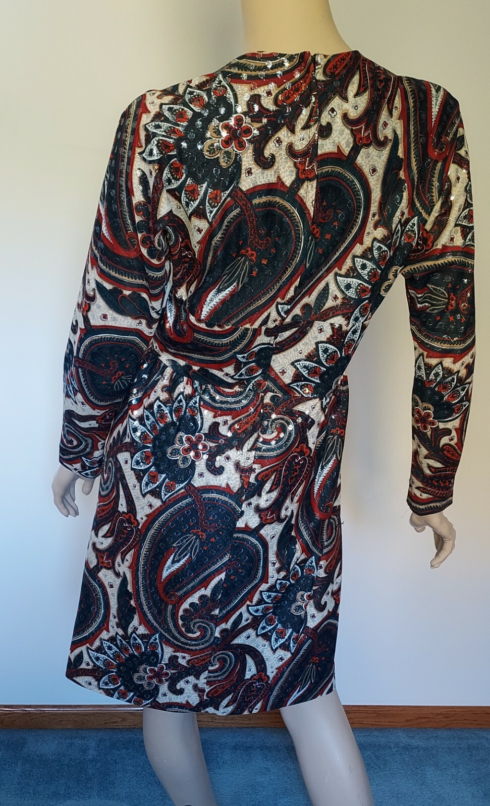 Vintage 80s/90s Dress Sparkle Paisley Cocktail Party/Dressy Wedding/Holiday