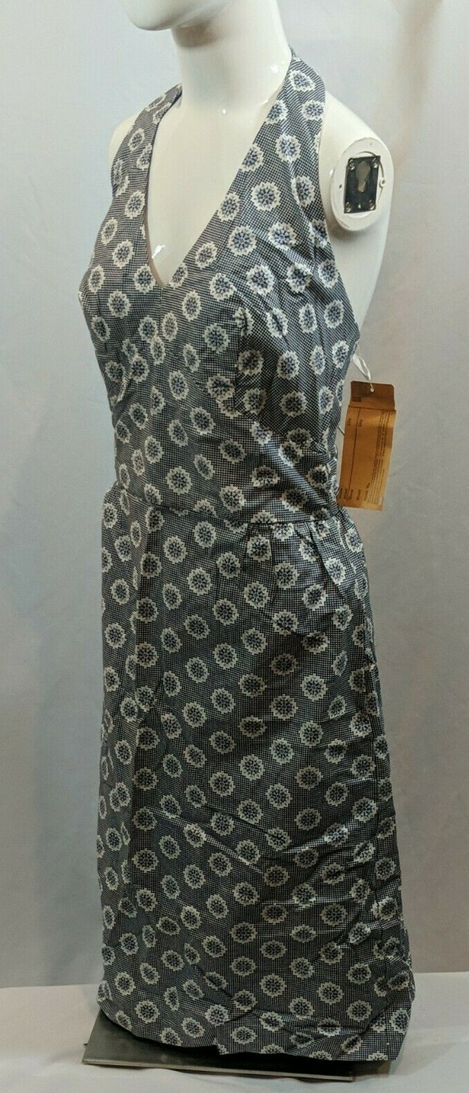 VTG Malbe Original Print Cotton Vintage 1990s Halter Neck Lined Sun Dress Sz 12
