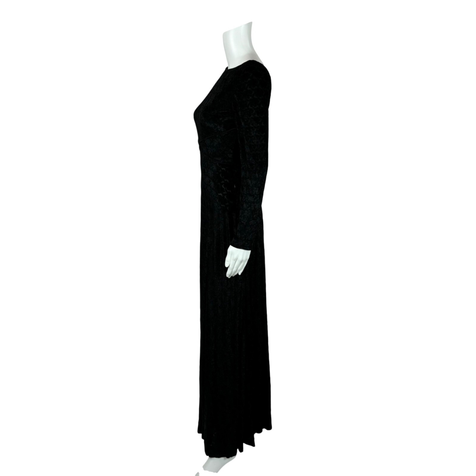 Vintage 70s Maxi Dress Women’s XS Adri Clothes Circuit Black Velvet Dark Floral