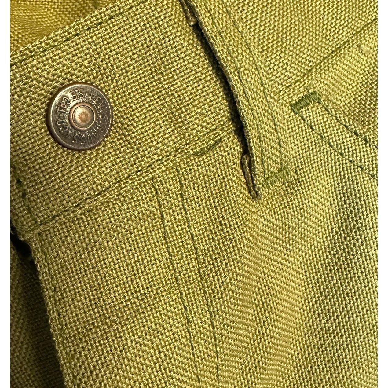 Vtg Levi’s for Gals Sta-Prest Big E Avocado Green Pants Jeans 27″ Waist NOS