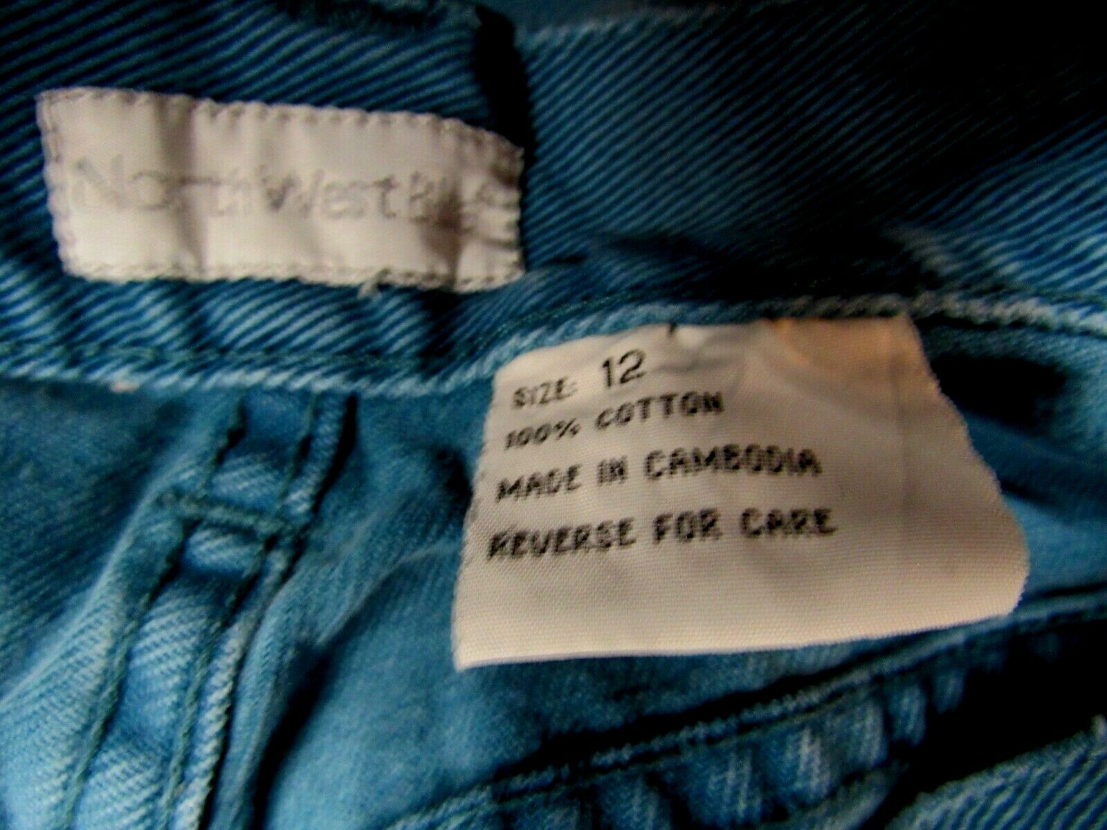 VTG NORTHWEST BLUE Cotton Shorts Womens Parakeet Blue 29 1/2 x 6 12 M Distressed