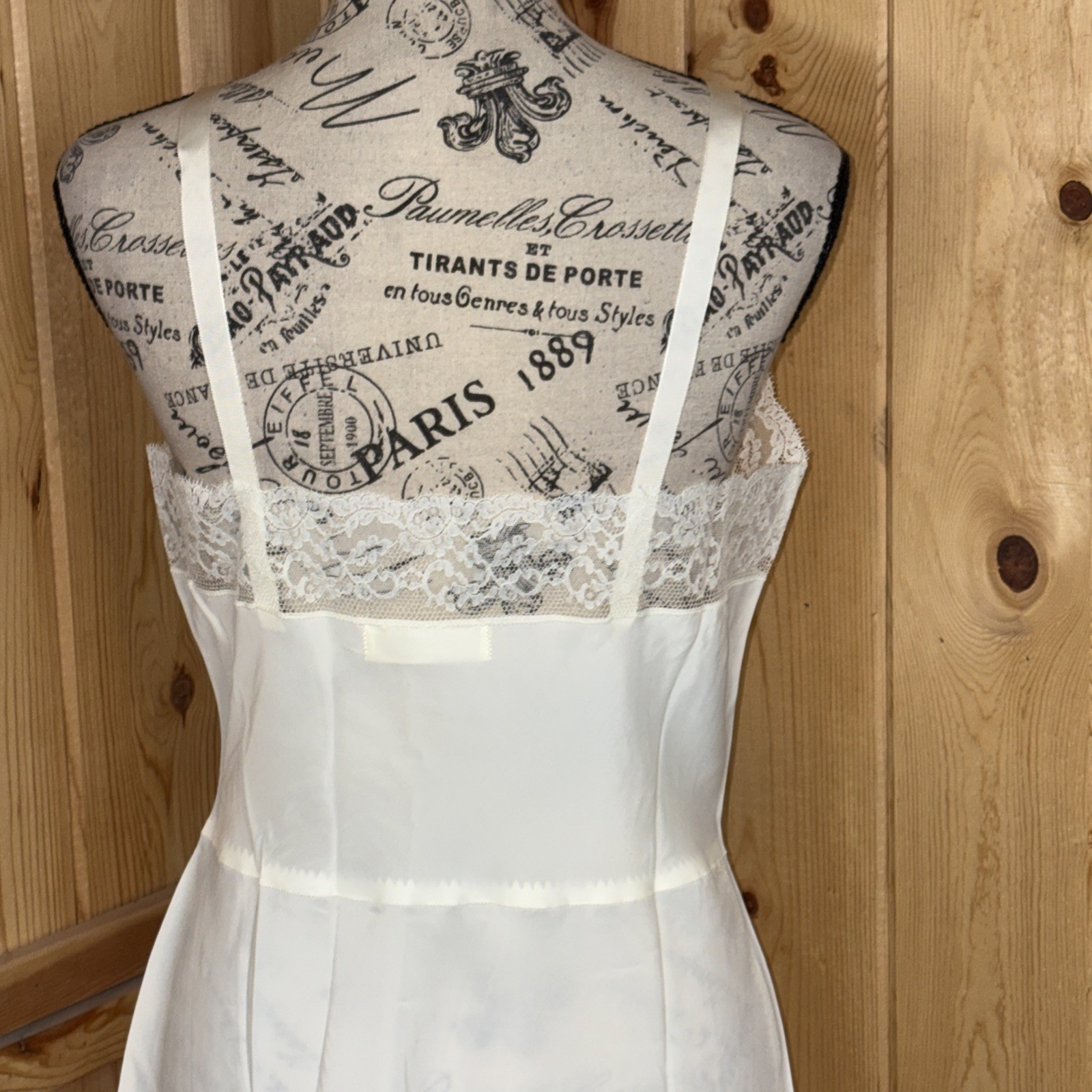 Vintage 50s BARBIZON Size 14 White Cream Full Slip Nightgown “Crepe Remarque”