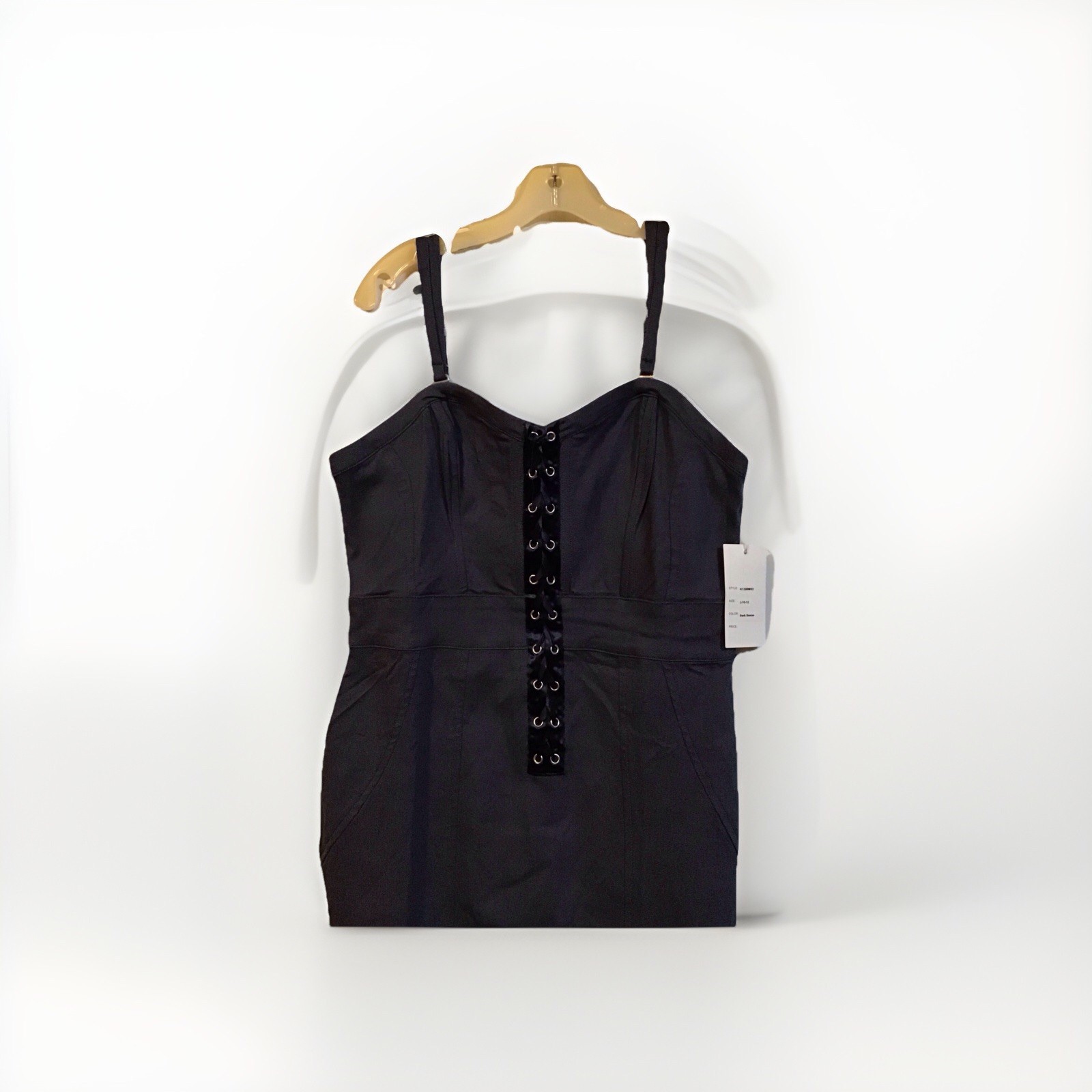 Unique Vintage RN#140681) Denim Dark Large 10/12/ Corset Dress NWT