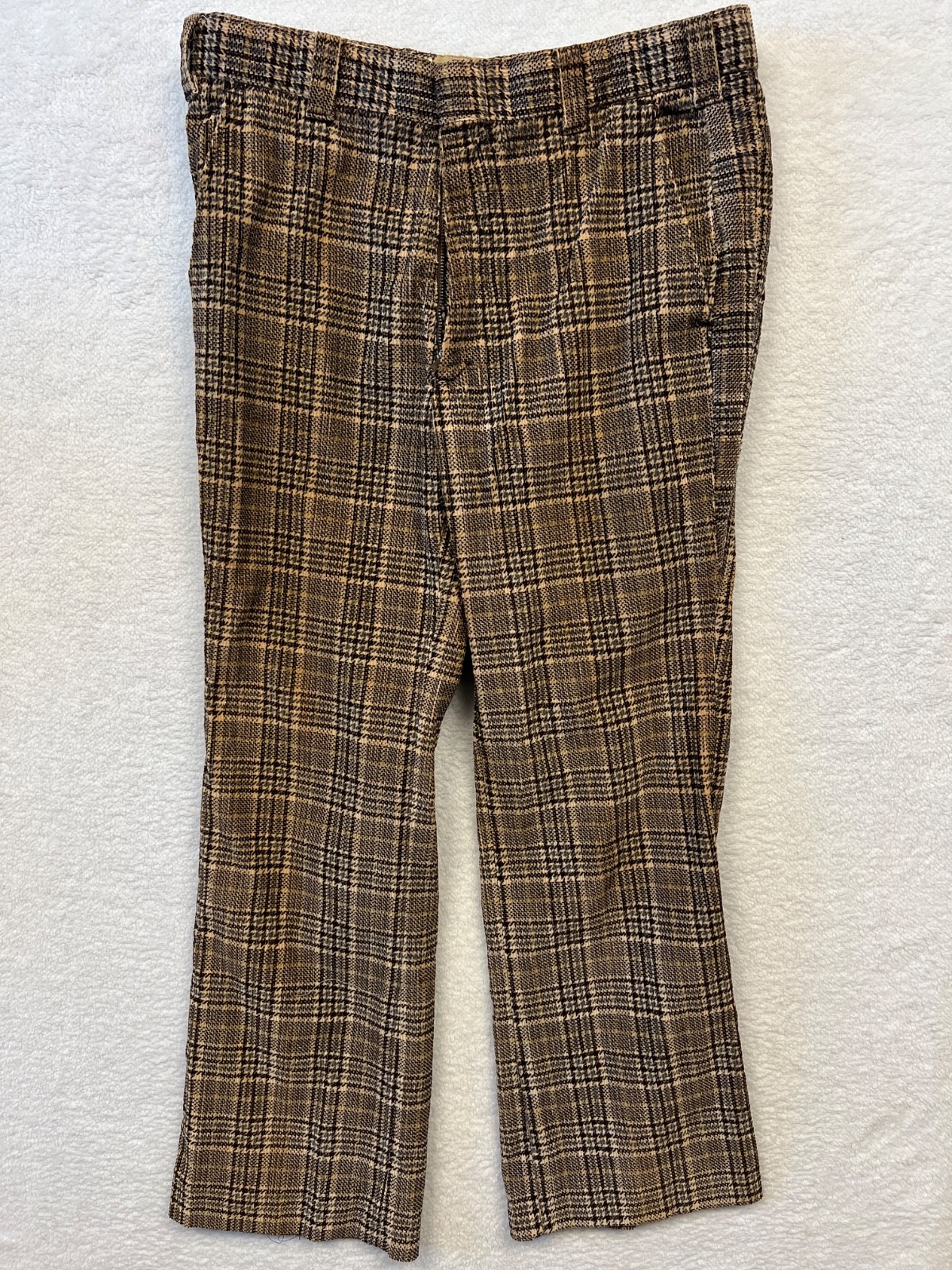 Vintage Unbranded Plaid Trousers Pants 16in Waist 9.5in Leg Opening Multicolored