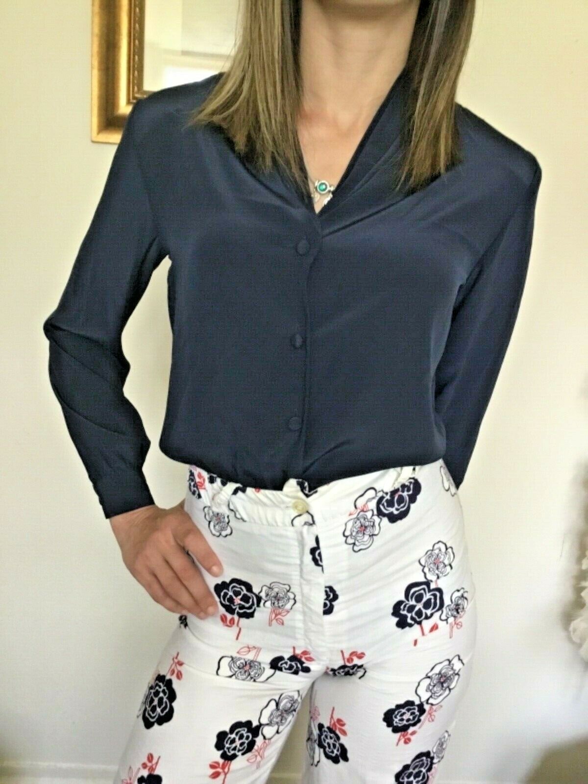 80’s Vintage Navy Blue Secretary Blouse