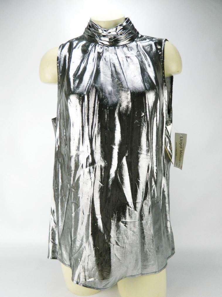 Lloyd Williams Silver Disco Top Sleeveless Metallic 14 Vintage NWT 80s Club Wear