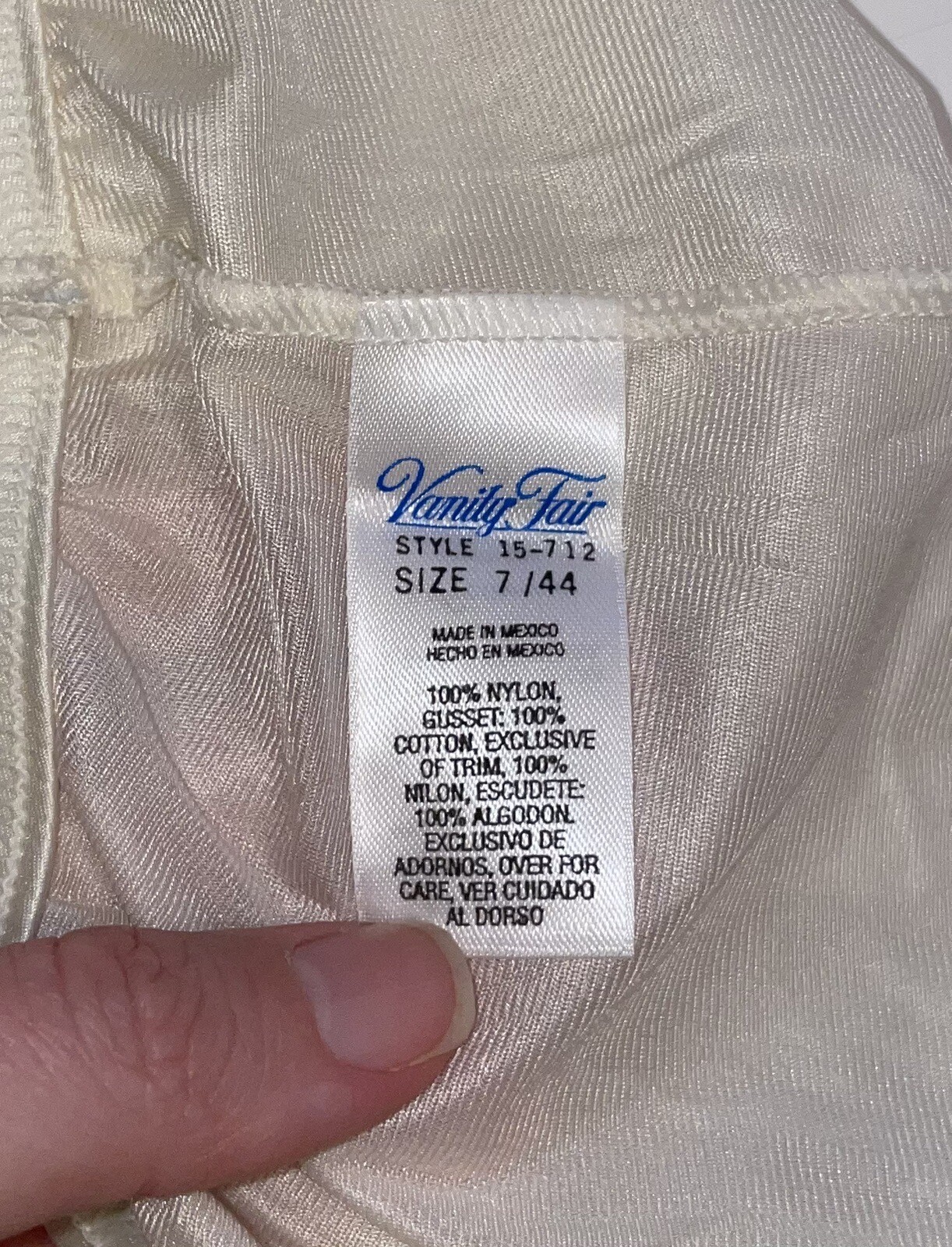 Vintage Vtg Vanity Fair 15-712 Nylon Satin Granny Panties Briefs 7/44 Ivory New