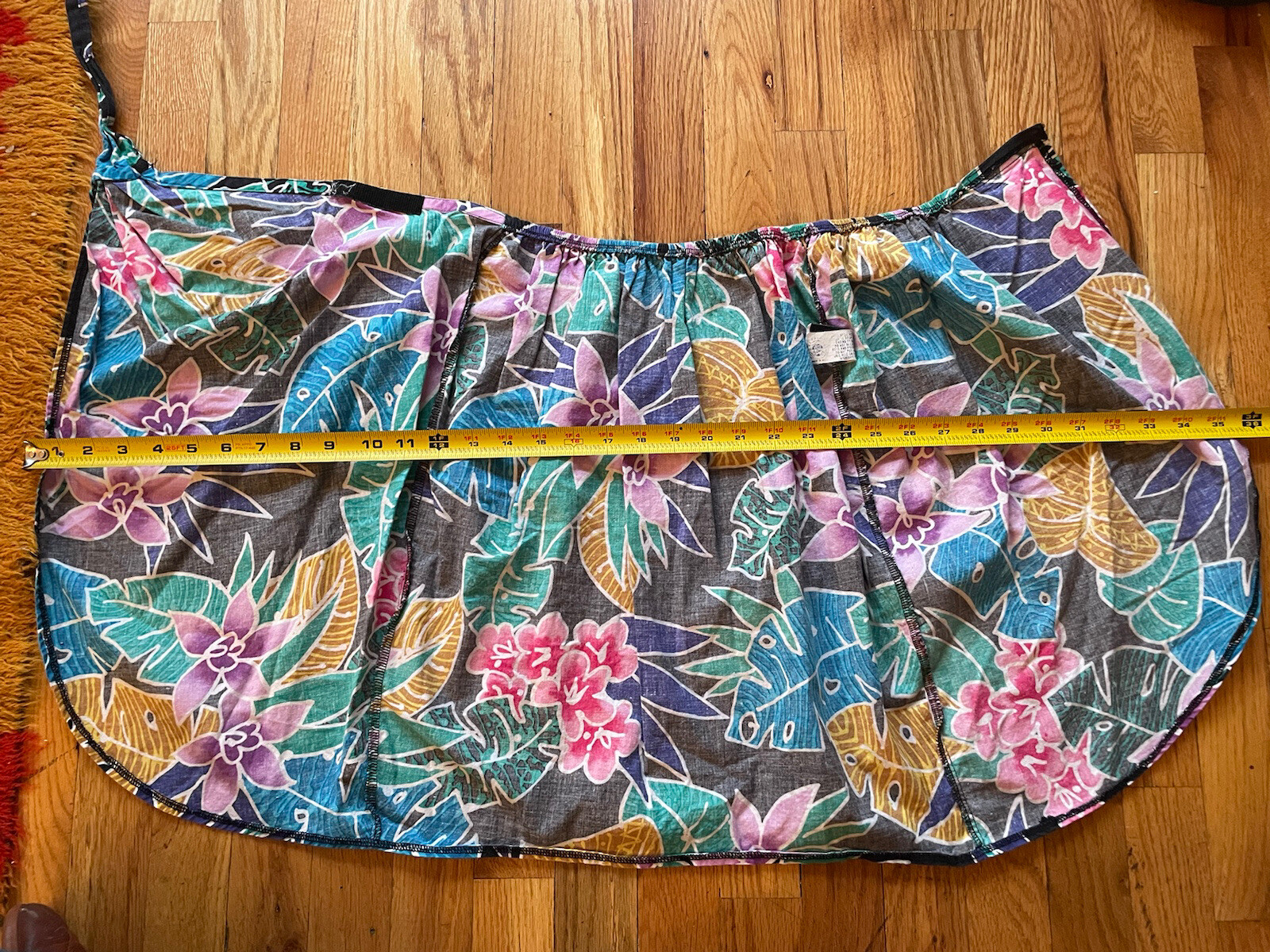 vintage ILGWU summer wrap skirt floral hawaiian beach swim cover up S