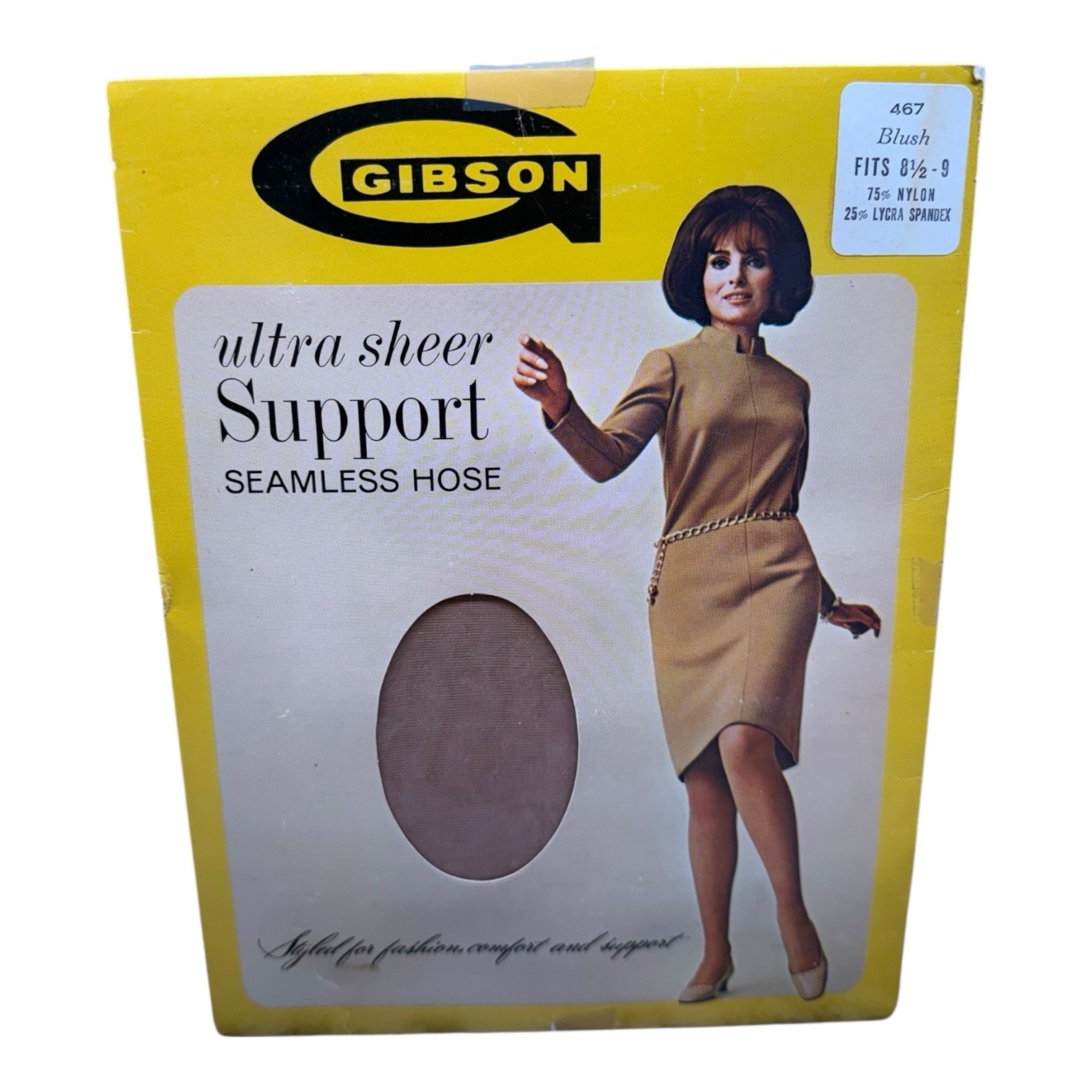 Vintage Gibson Seamless Support Stockings 467 Fits 8 1/2-9 Blush