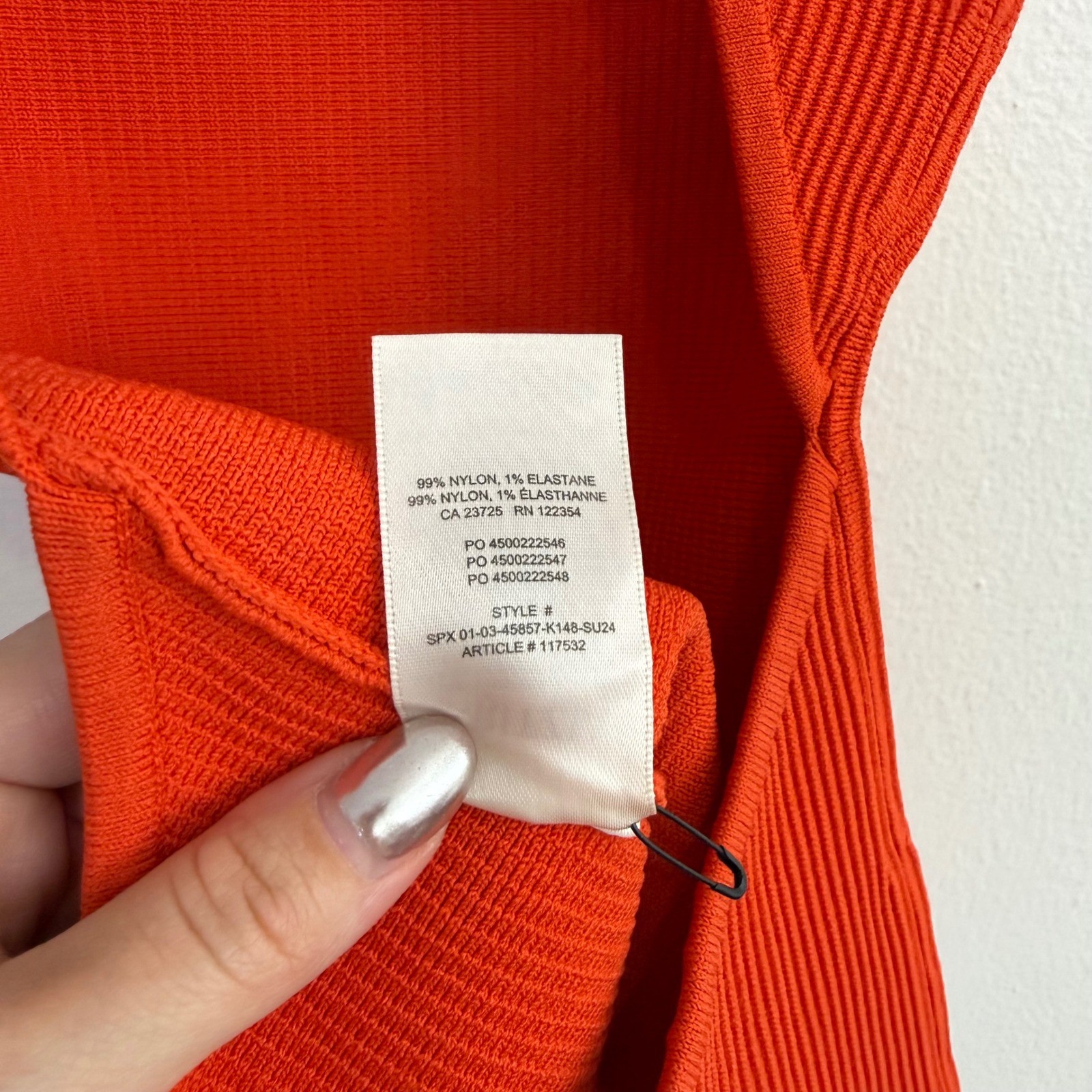 Aritzia Babaton Sculpt Knit Event Top Hot Cheeky Orange Open Back Size S