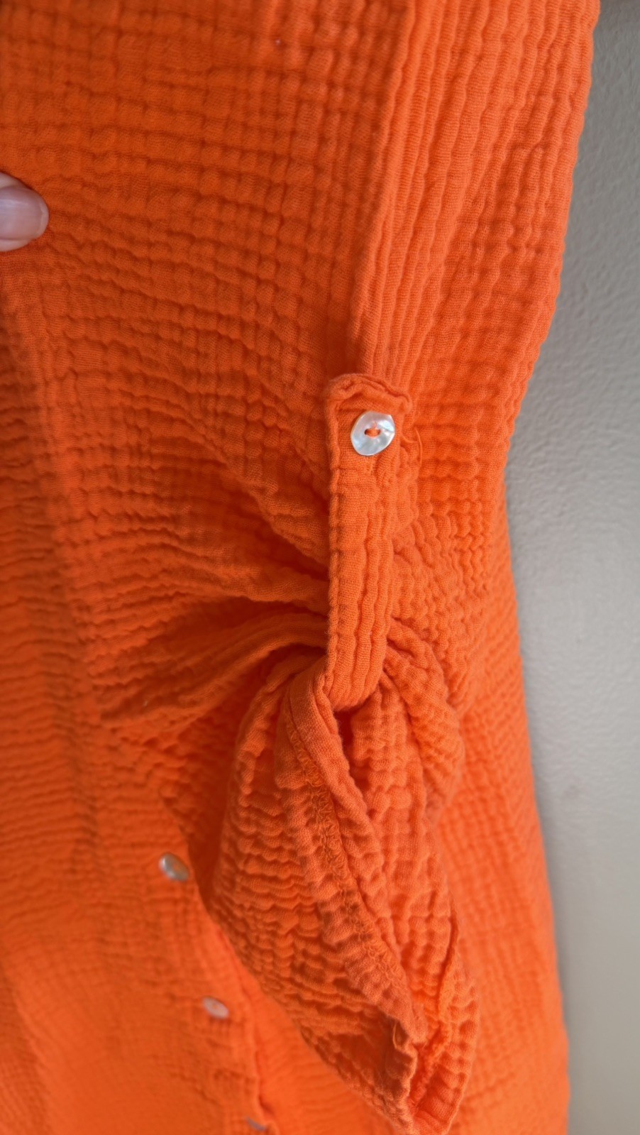 Beautiful Orange button down 100% Cotton dress made in Italy Gauze soft & comfy