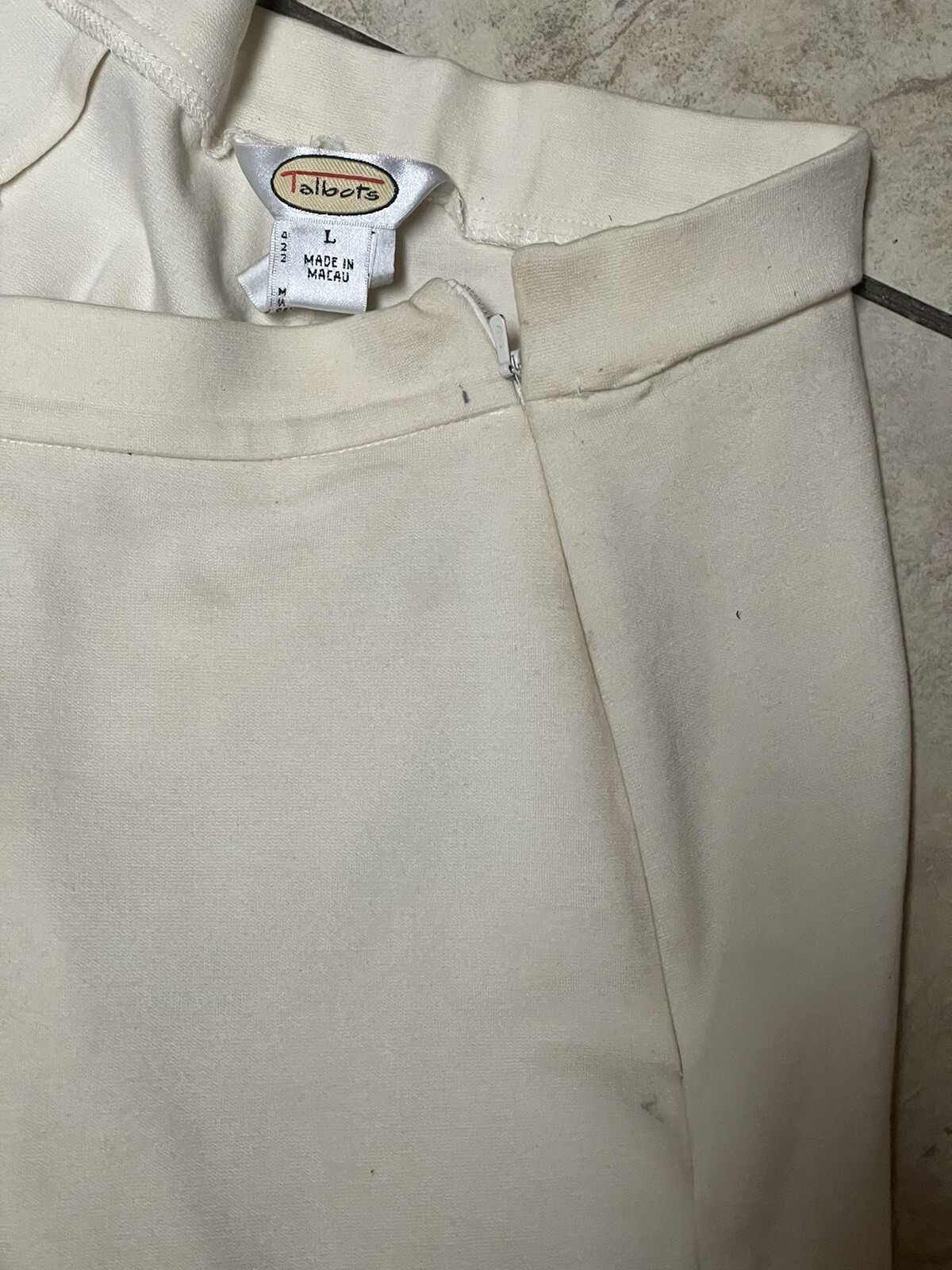 Vintage TALBOT’S Side Zip Ivory/Cream Pants Large Some Stretch No Pockets