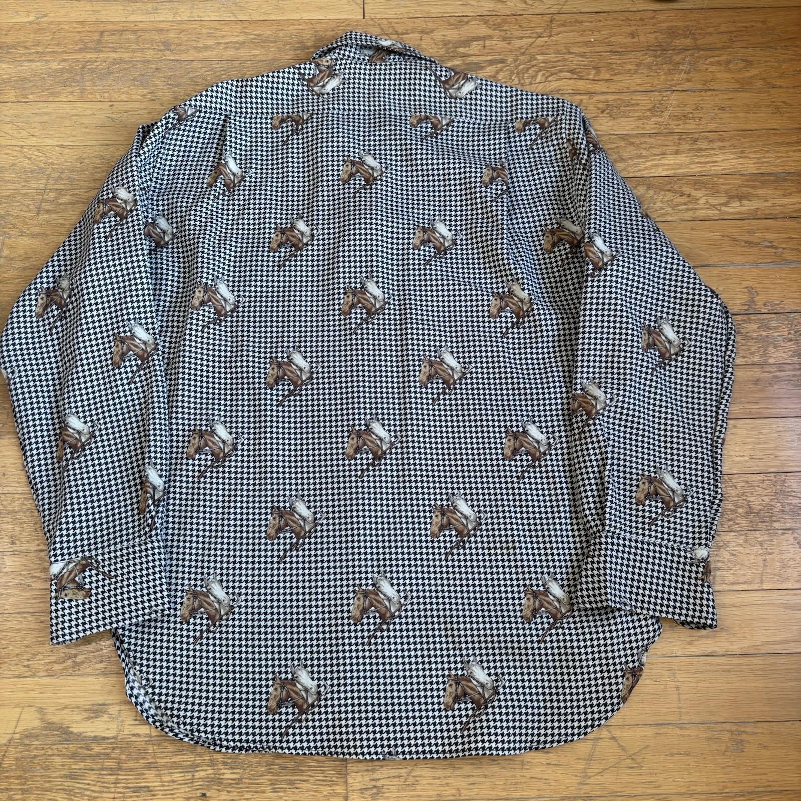 Vtg 80s-90s RALPH LAUREN EQUESTRIAN Horse Print Shirt Button Down Womens 10