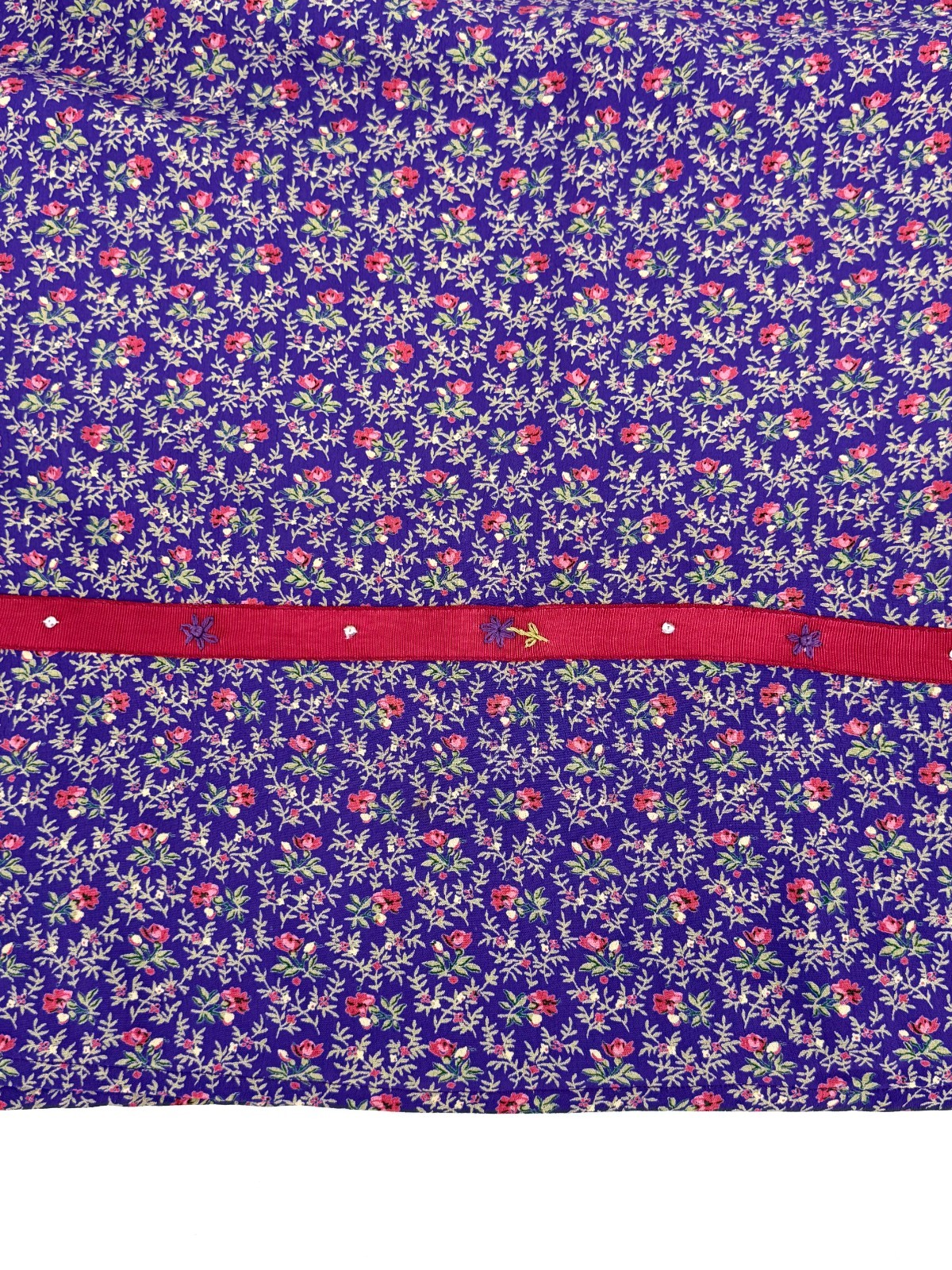VTG 90s April Cornell Purple Ditsy Floral Rayon Maxi Shift Dress XL Cottagecore