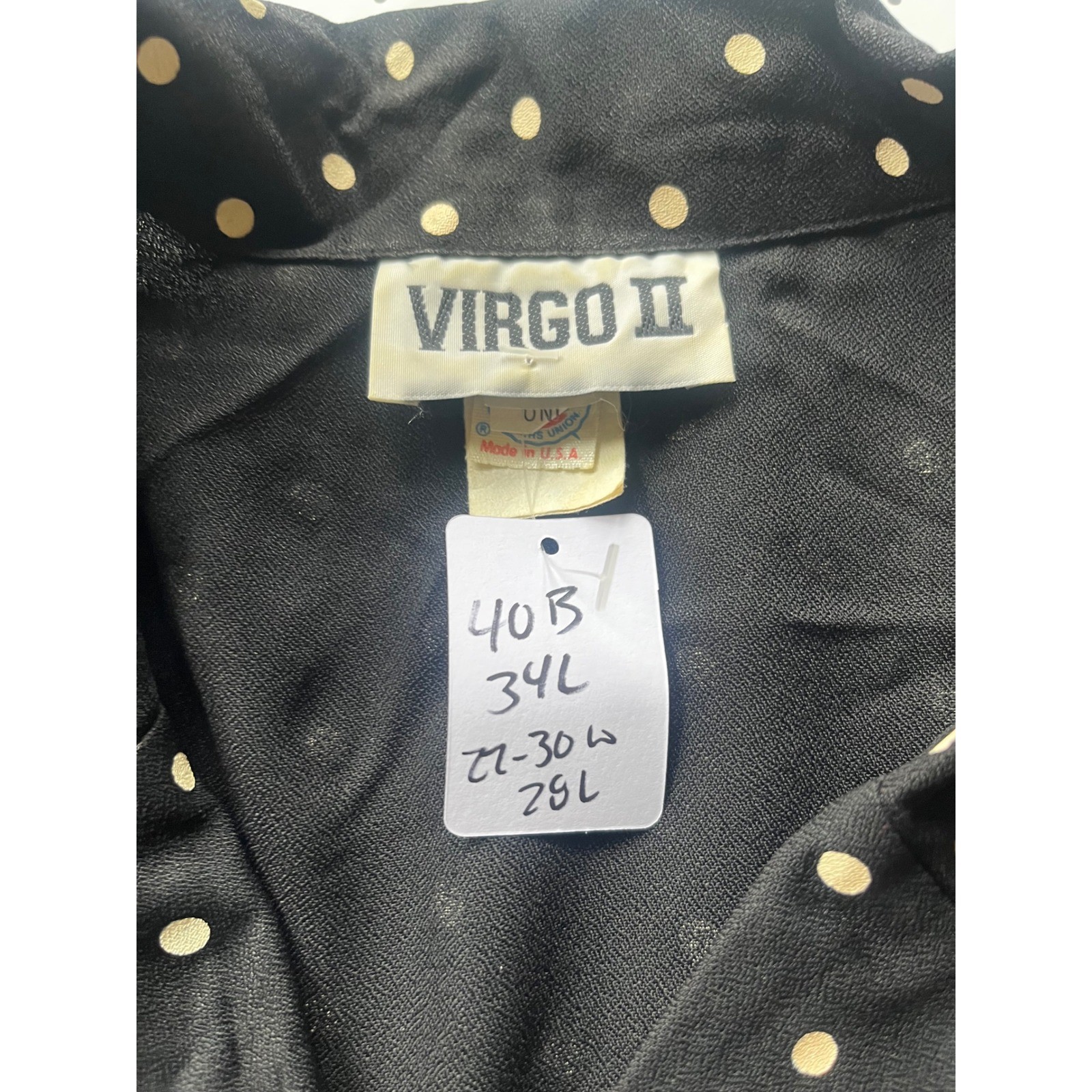 Vintage Virgo 2 Piece Skirt Suit Set Black Polka Dot Short Sleeve Blazer Sz 10
