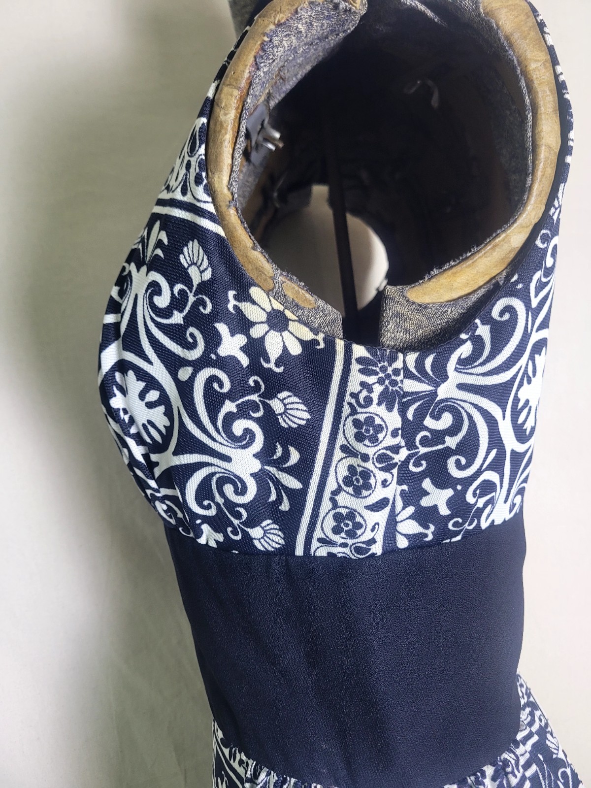 Vintage 60s 70s Black And White Maxi Filigree Greek Italian Dress Size Small