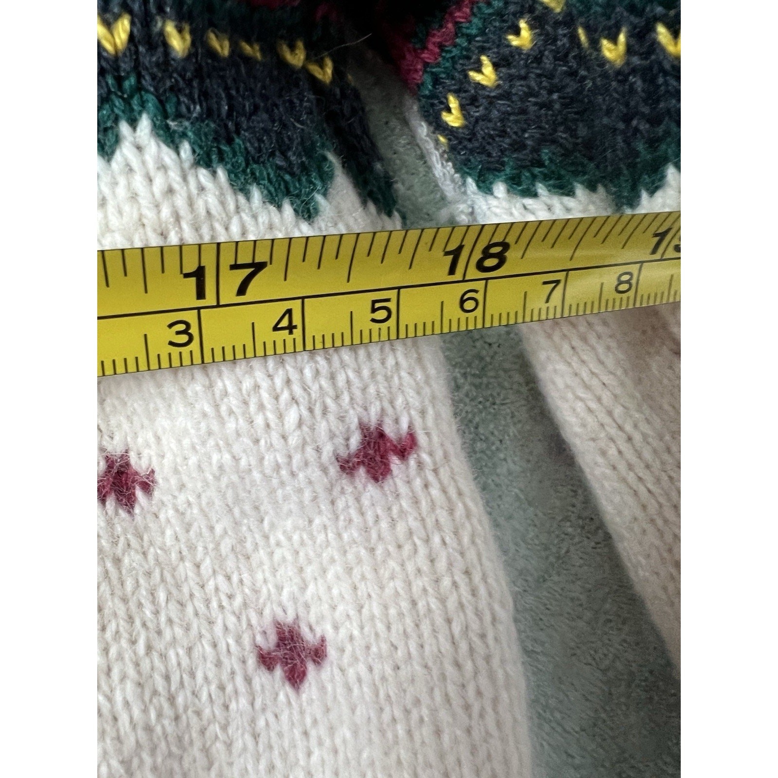 Vintage Cullinane Fair Isle Cardigan Sweater Scarf Cream Red Green Wool Angora