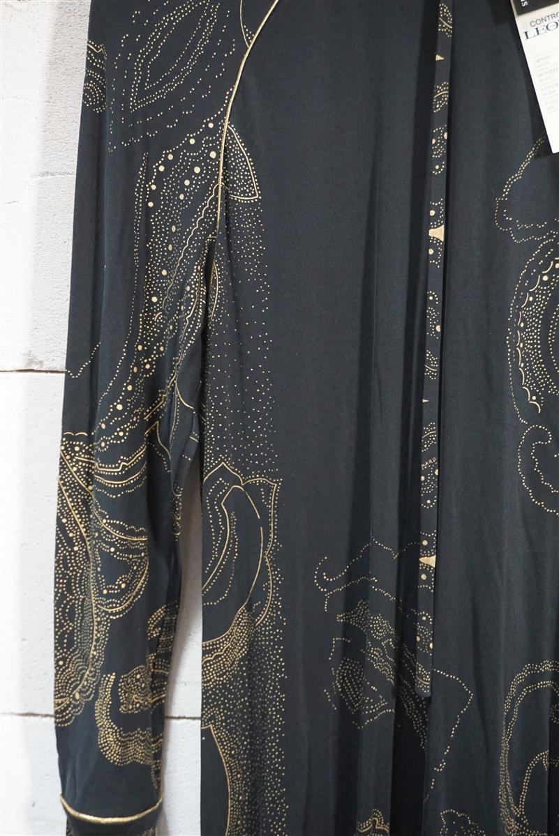 Genuine Leonard Paris Mikado Or Noir Dellic 100% Silk Evening Dress Vintage 40-42
