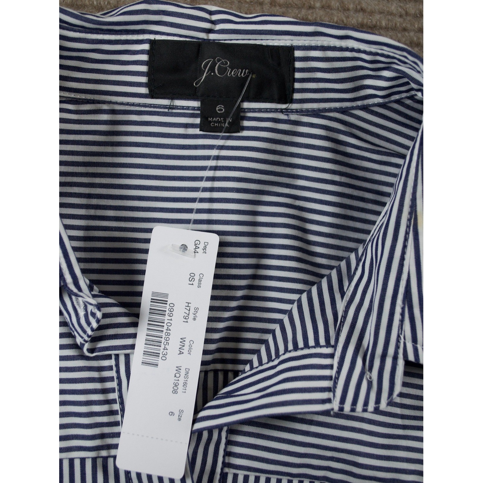 J Crew Navy Stripe Cotton Poplin Midi Shirt Dress 6 NWT Belted Coastal Grandma