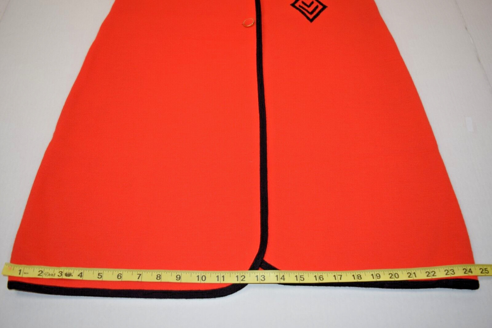 Vintage Knit Dress Size S/M 60s Gina Teresa Tangerine Orange Black Trim Buttons