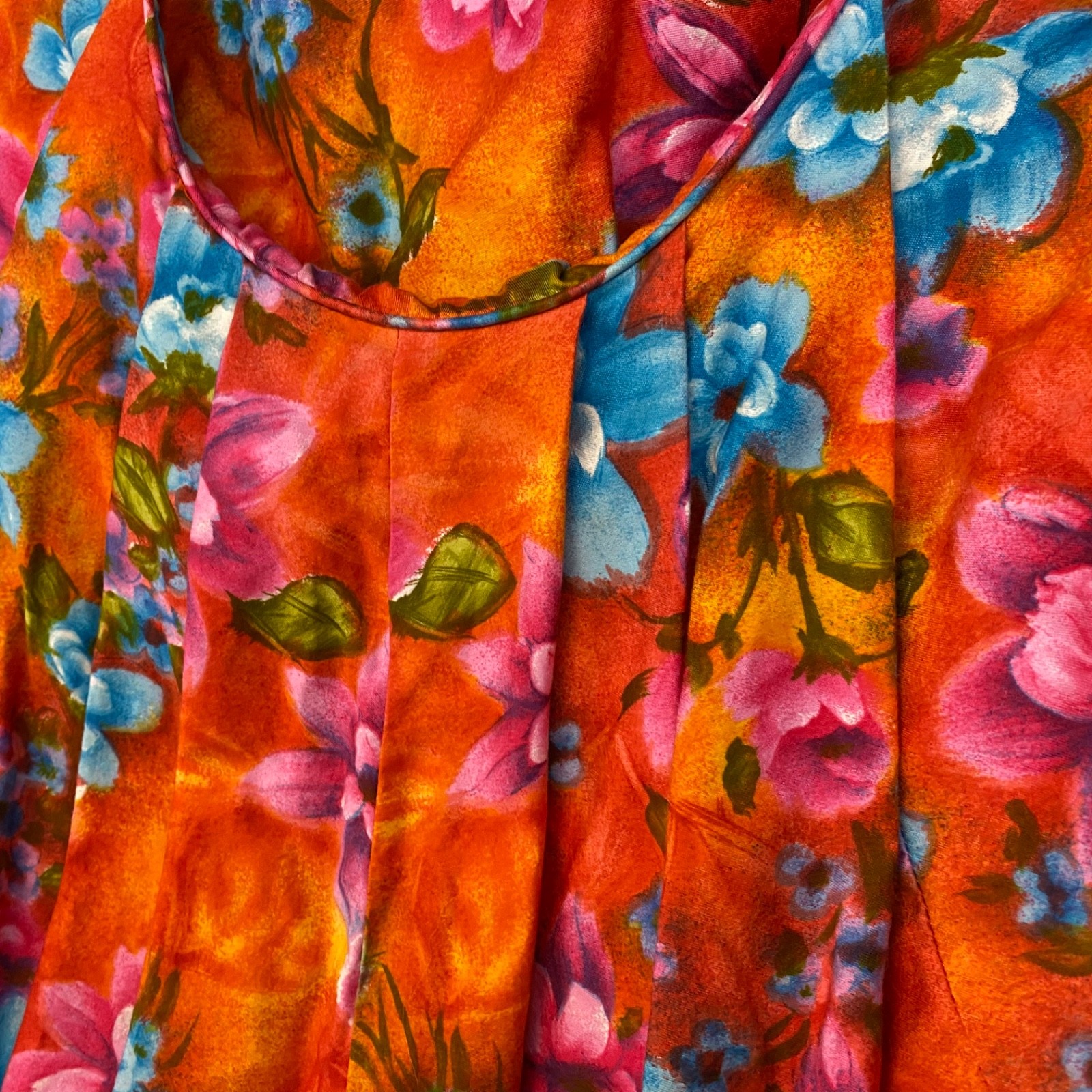 1960s Alice Polynesian Fashions Floral Hawaiian Retro Mod Resort Maxi Waterfall