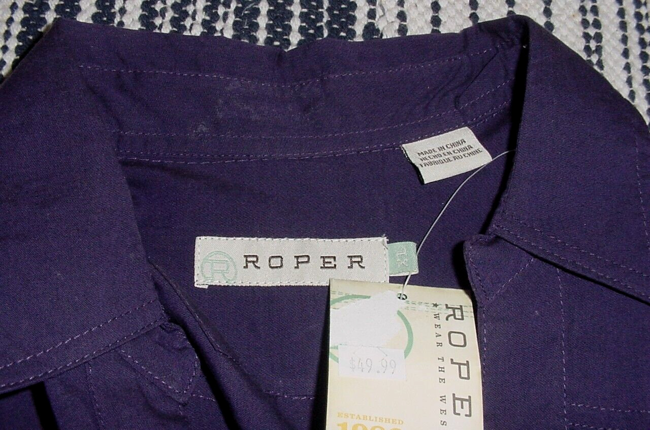 Roper Wear The West Purple Pearl Snap Western Rodeo XL Shirt Never Worn tag