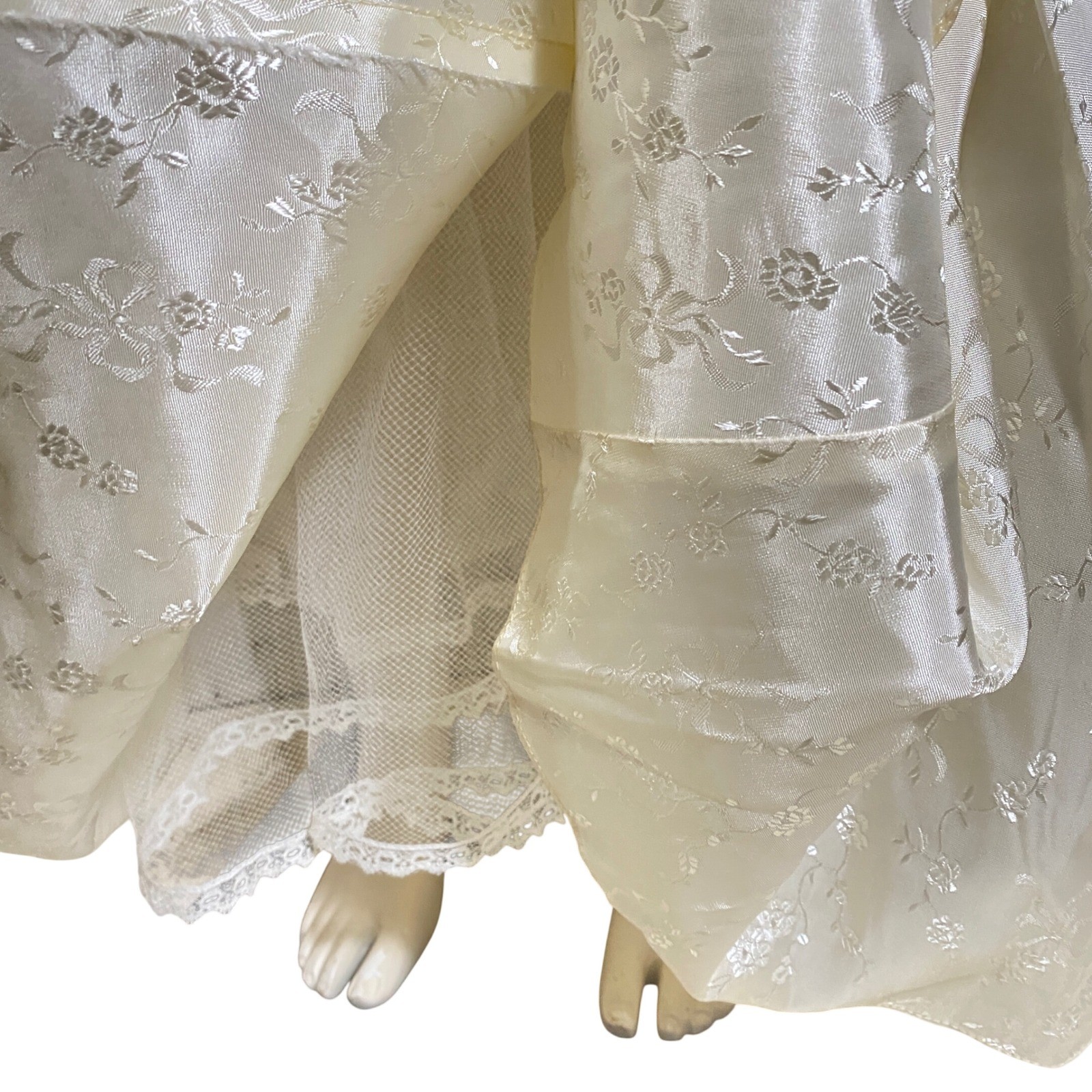 Vintage Candi Jones California Cream Floral Strapless Gown Dress XS 80s Romantic