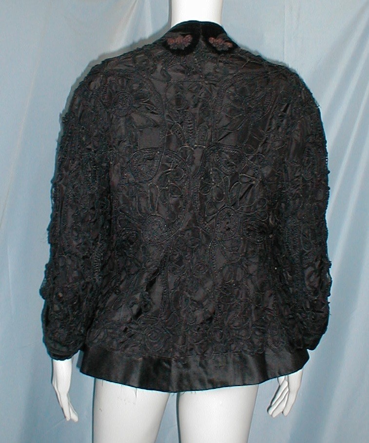 Regal Antique Dress Jacket Edwardian 1912 Black Satin and Lace