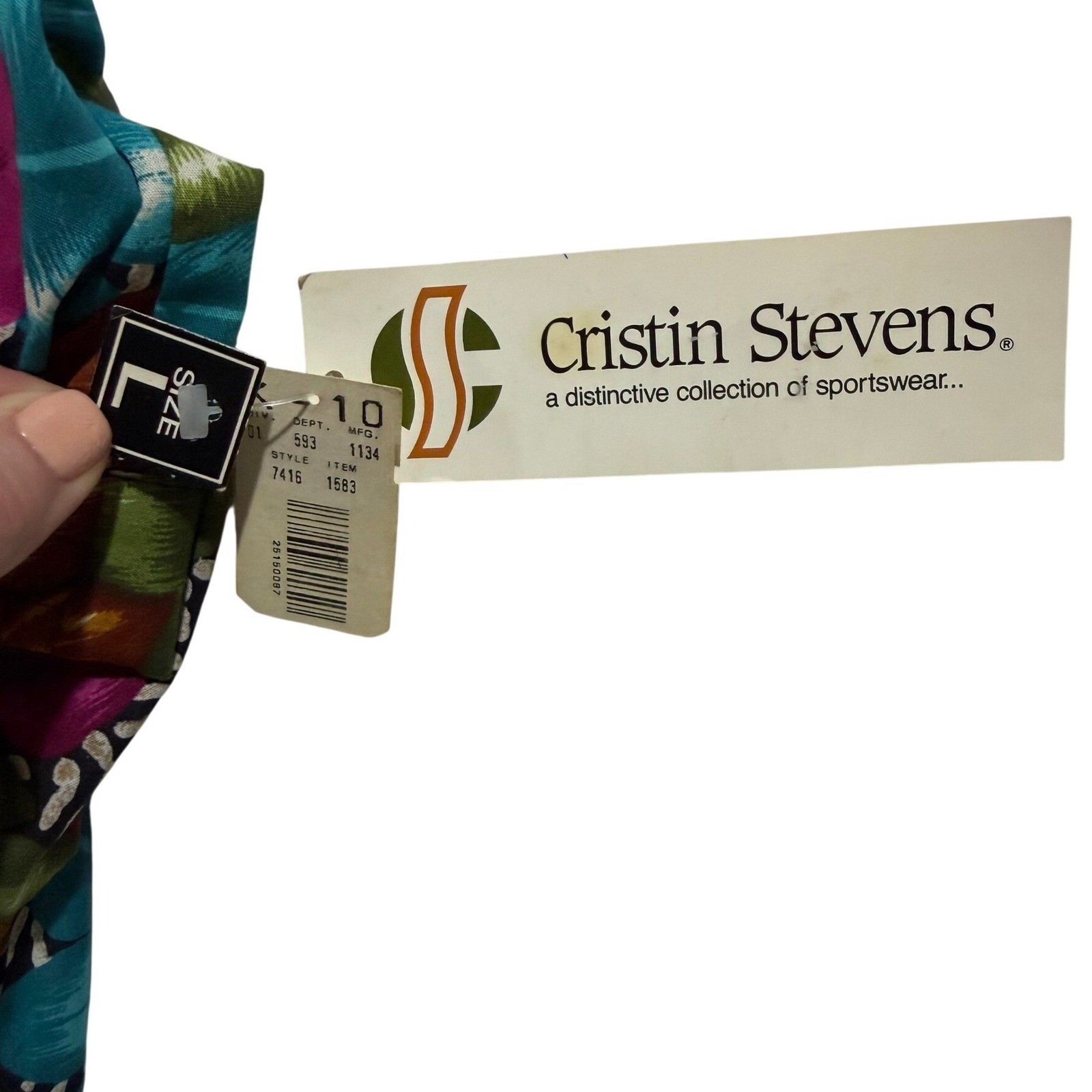 Vintage 90s Cristin Stevens Floral Shorts Bright Tropical Print Elastic Large