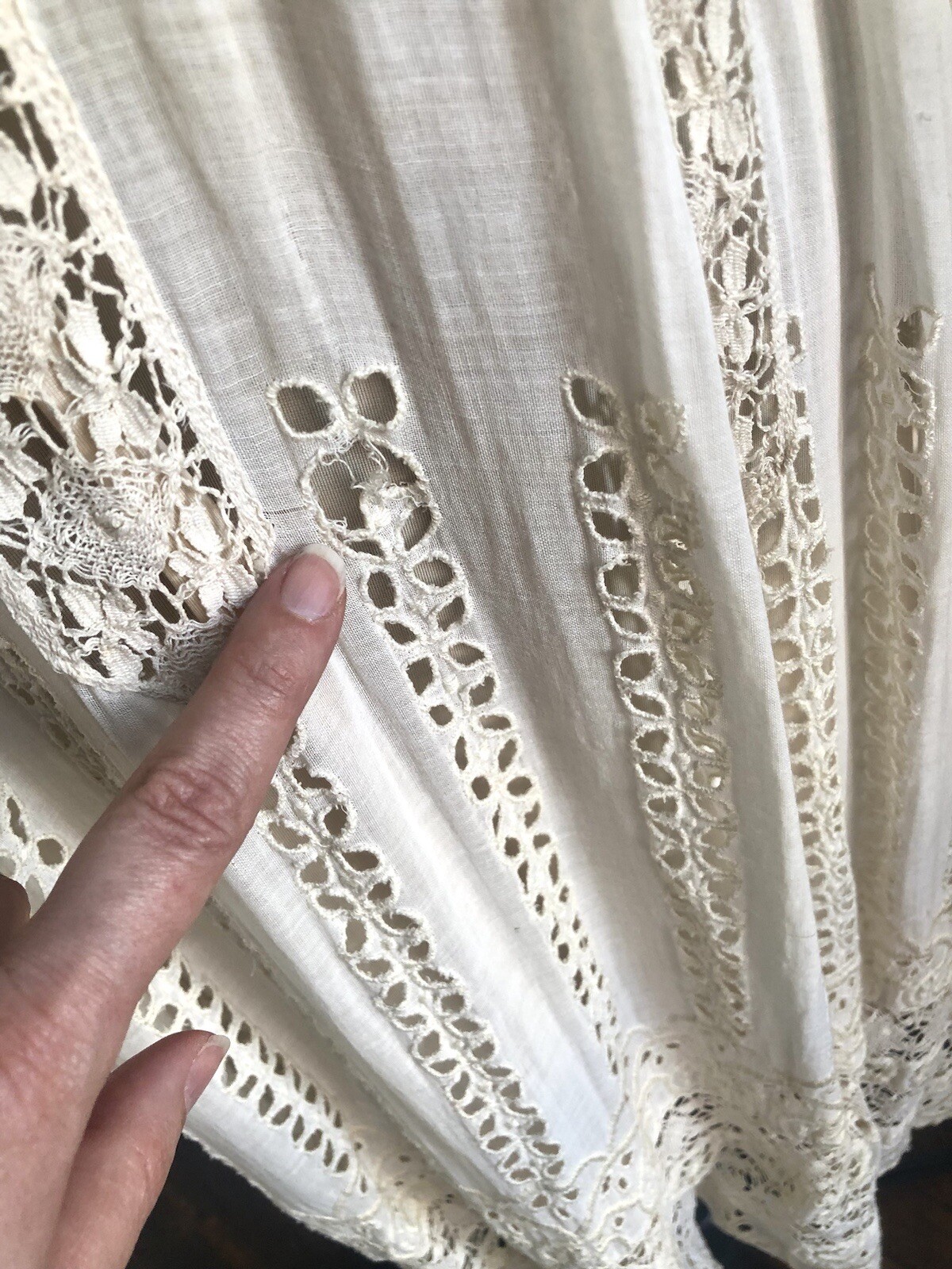 Ivory Edwardian Cotton Mixed Lace Lingerie Day Dress