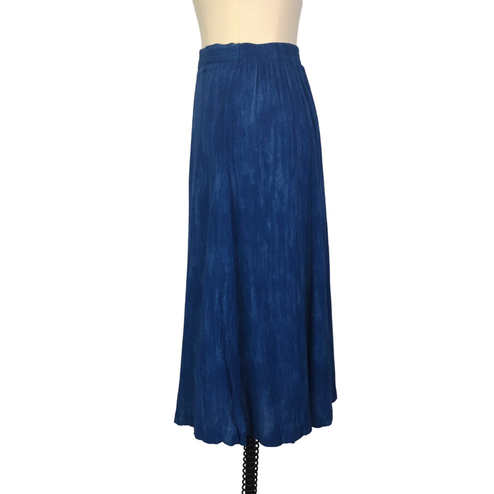 N Touch Vintage Womens Blue Rayon A-Line Midi Skirt, size 10, 26 – 30 waist